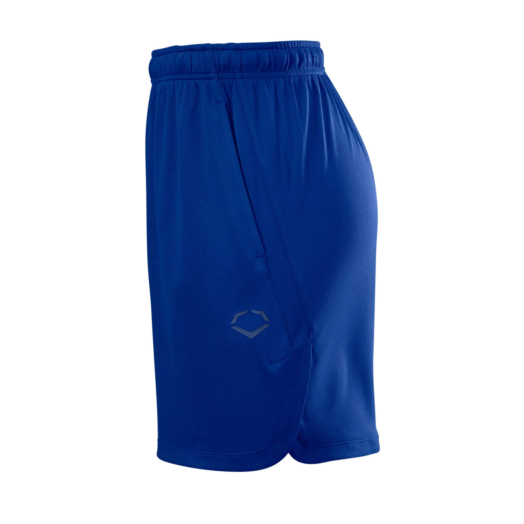 Evoshield Youth Pro Team Training Short 2.0 in royal blue, featuring a breathable design and plush waistband.