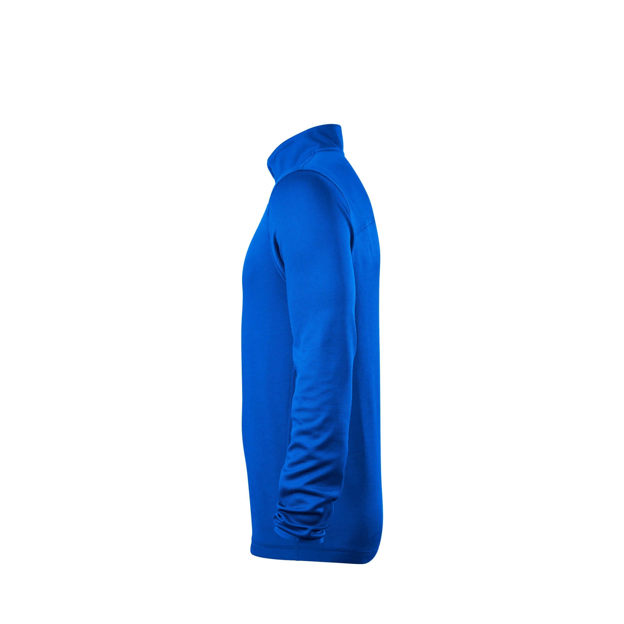 Side view of the Evoshield Men's Lightweight 1/4 Zip pullover in vibrant royal blue, perfect for sports and casual wear.