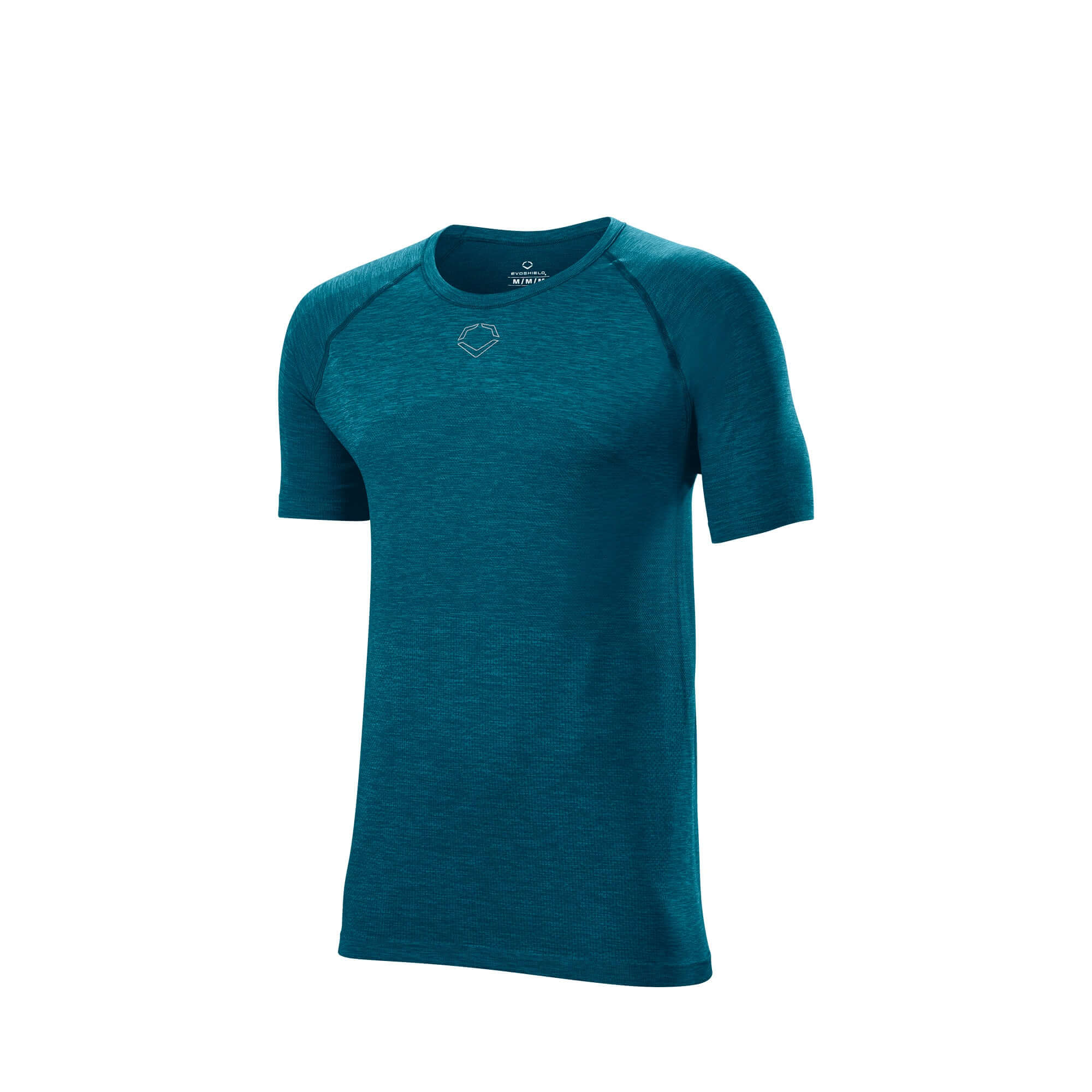 Evoshield Men's Seamless Training Tee in Lagoon color, featuring athletic fit and breathable fabric for comfort during workouts.