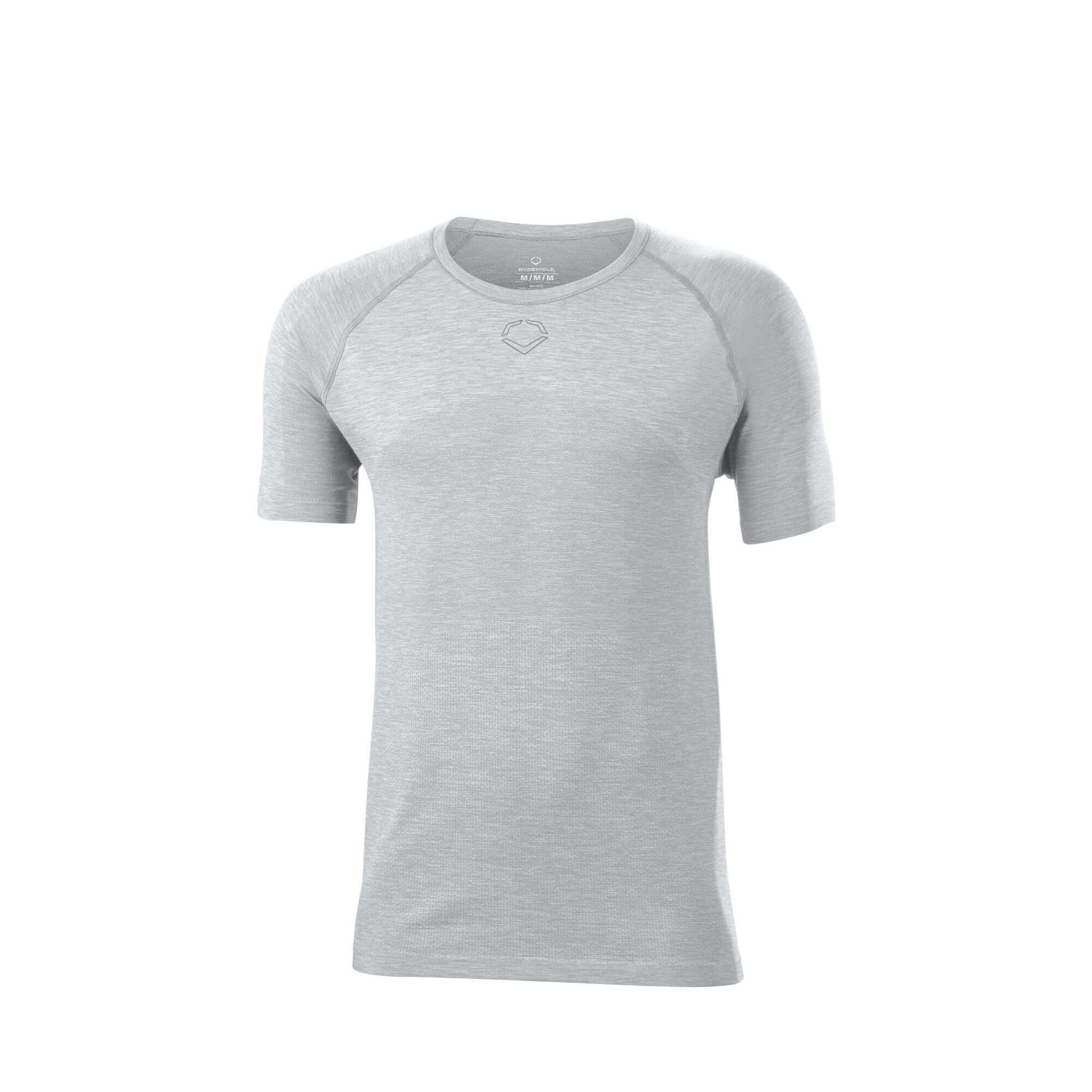 Evoshield Men's Seamless Training Tee in Pebble color, featuring athletic fit and breathable seamless design.