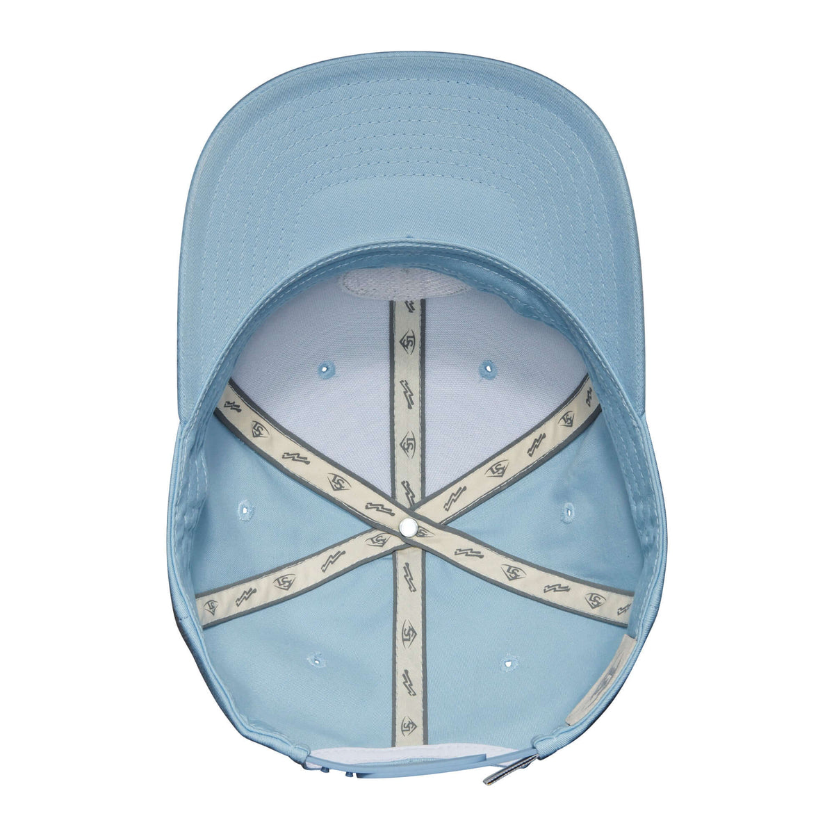 Louisville Slugger Circle Patch Ice Snapback Hat in Columbia Blue, MidPro shape with precurved visor
