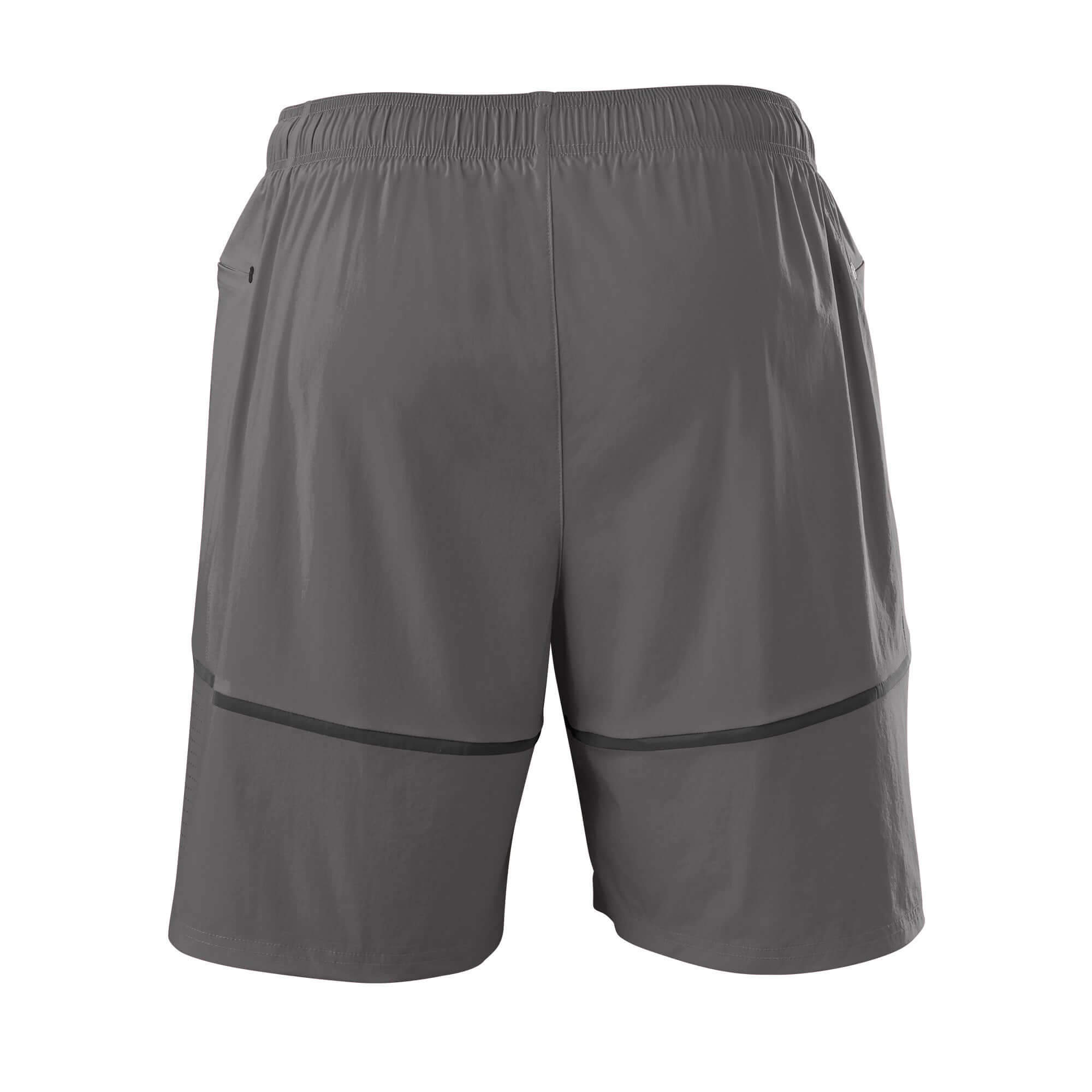 Evoshield Men's Game Changing 2-in-1 Short in charcoal, featuring a lightweight woven shell and comfortable fit.
