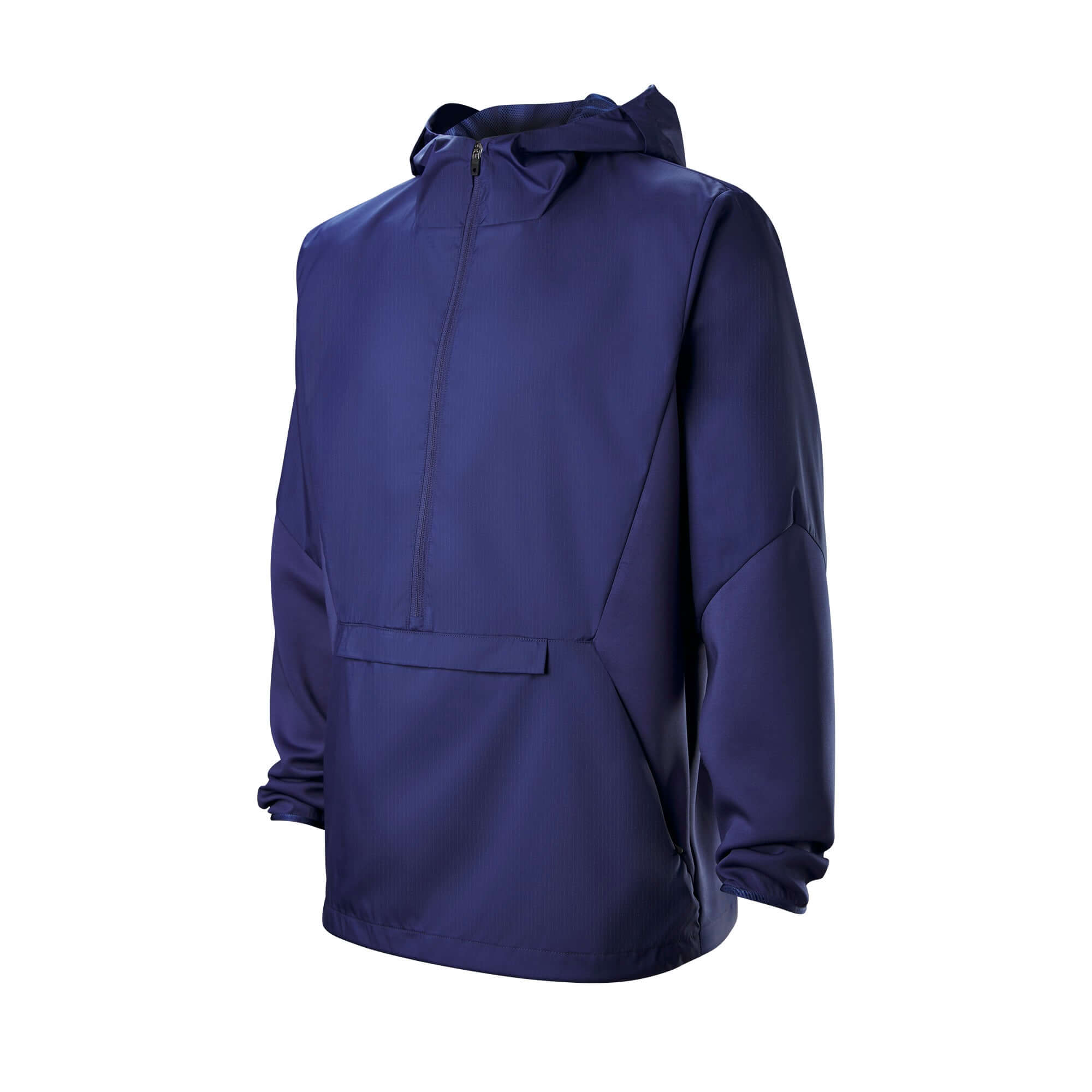 EvoShield Men's Anorak 1/2 Zip Jacket in navy, features lightweight design and pockets for essentials. Ideal for cool weather outings.