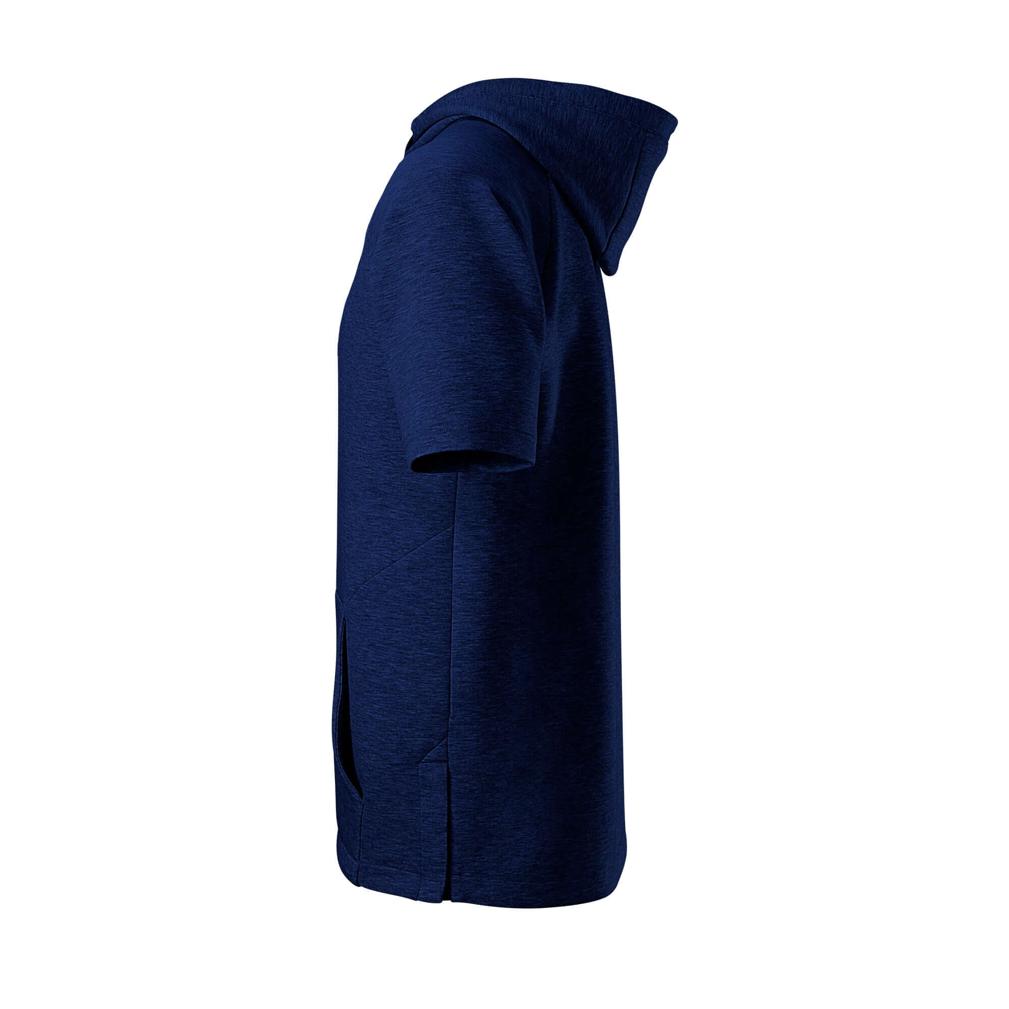 Evoshield Youth Pro Team Short Sleeve Hoodie 2.0 in navy, featuring a hood and side vent for athletic comfort and mobility.