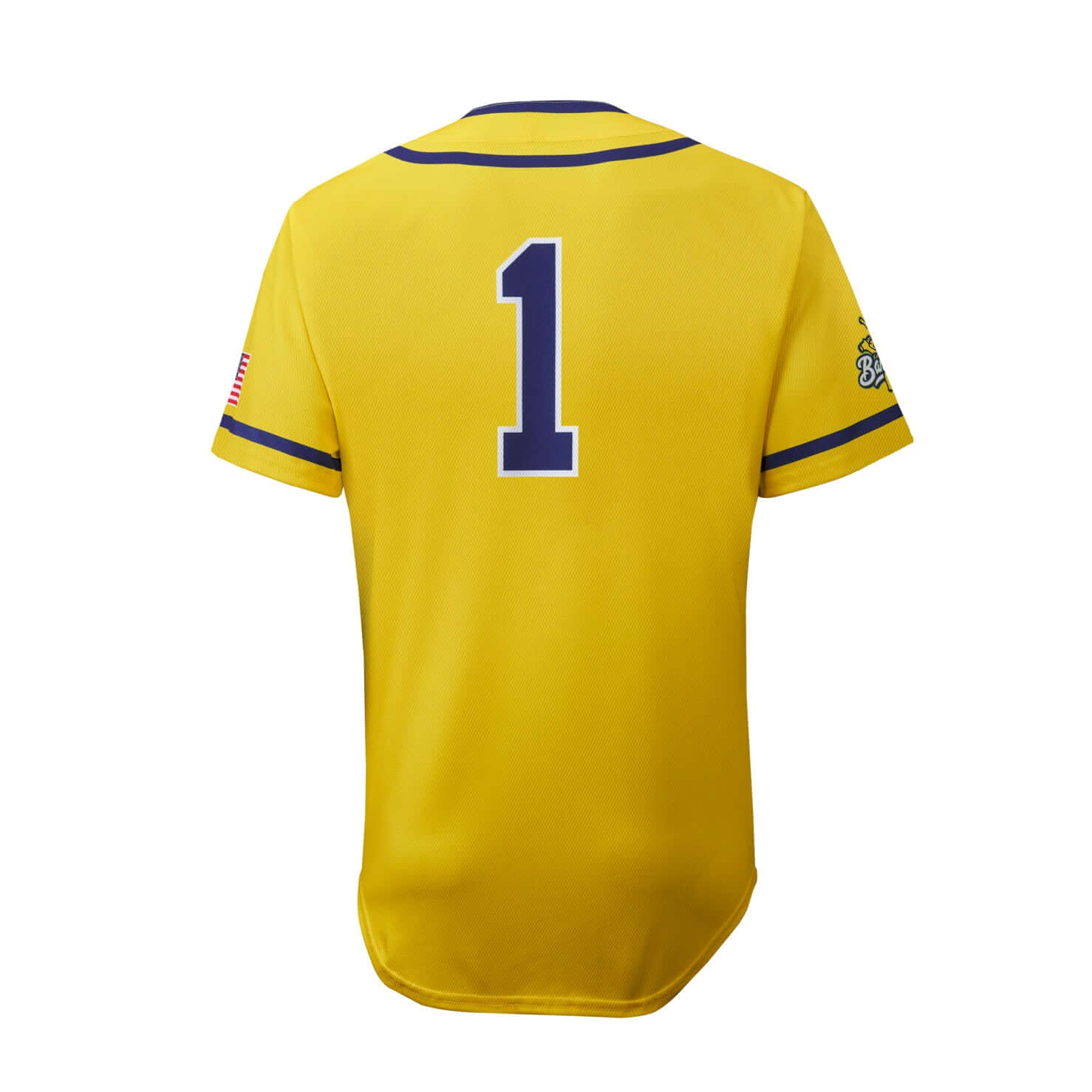 Evoshield Adult Bananas Replica Jersey in yellow, featuring a bold number 1 on the back for a standout player look.