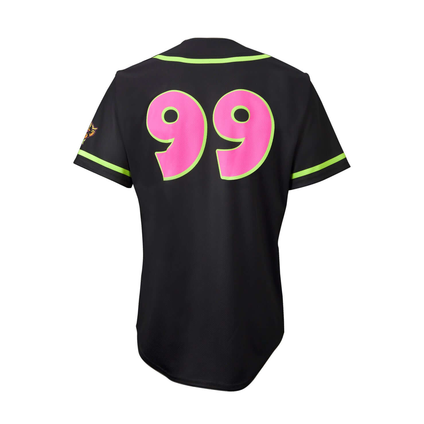 Evoshield Adult Party Animals Replica Jersey B in black with bold pink 99, designed for comfort and performance on the field.