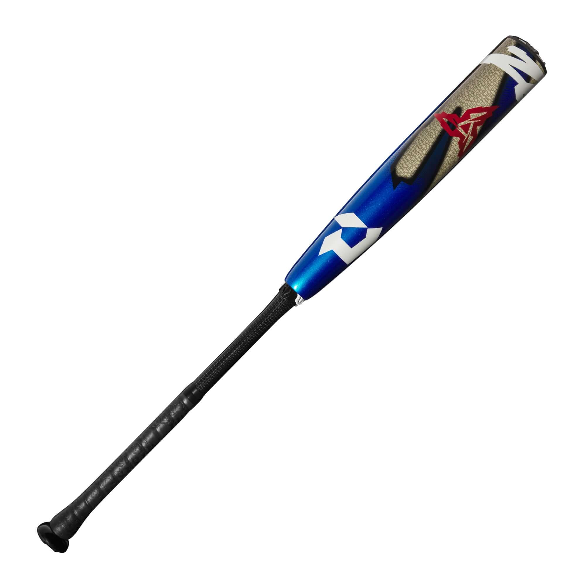 DeMarini Zen 2025 BBCOR (-3) baseball bat featuring a blue and black design for enhanced performance.