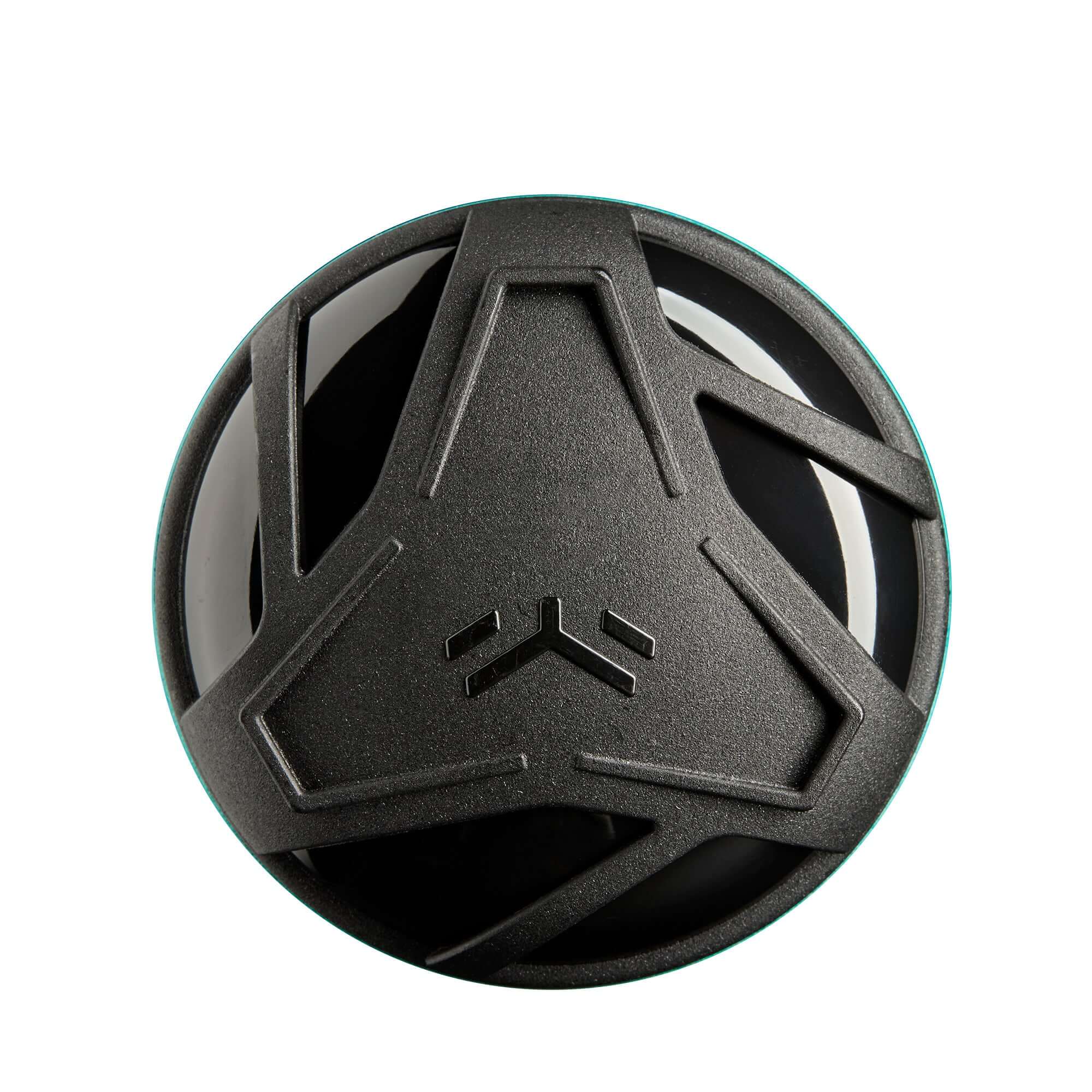 Top view of a black DeMarini bat grip with a unique triangular design for enhanced performance.