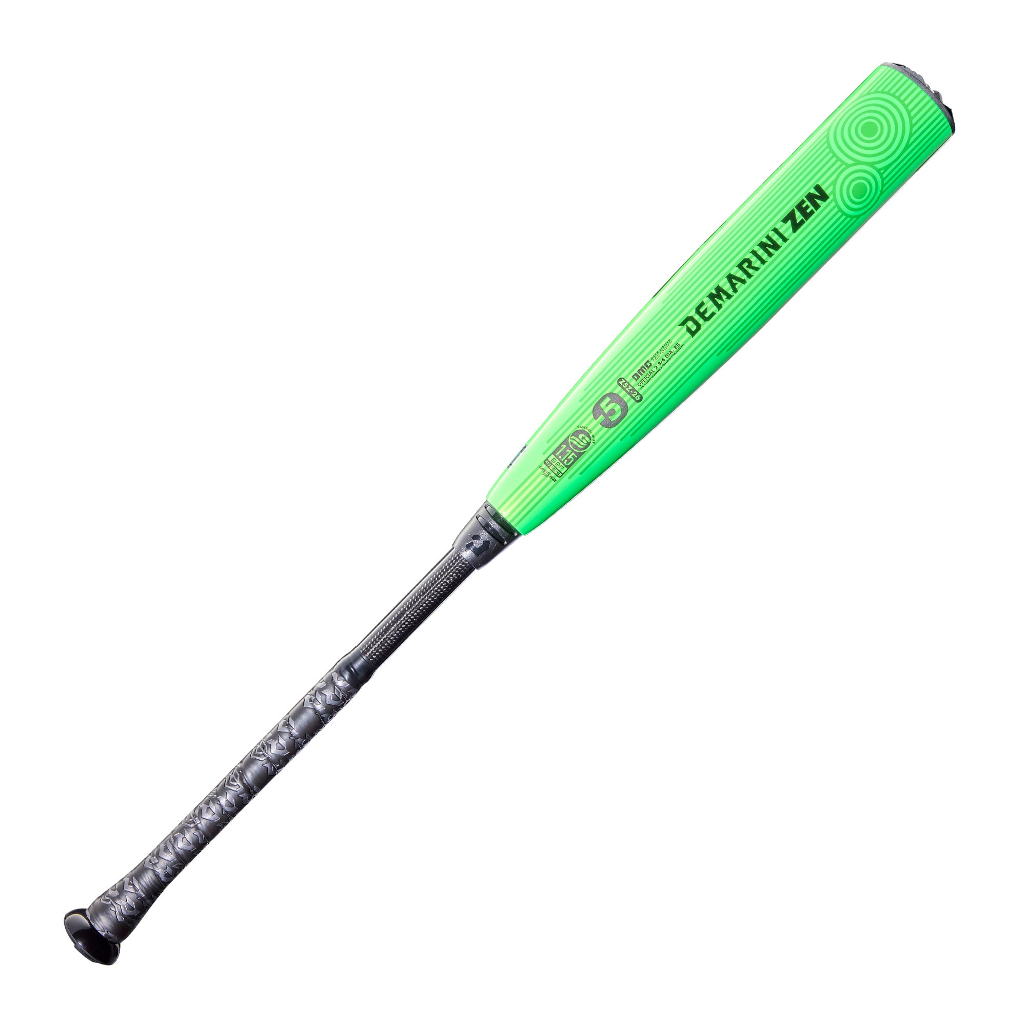 2026 DeMarini ZEN SL (-5) Baseball Bat in green, designed for performance and power at the plate.