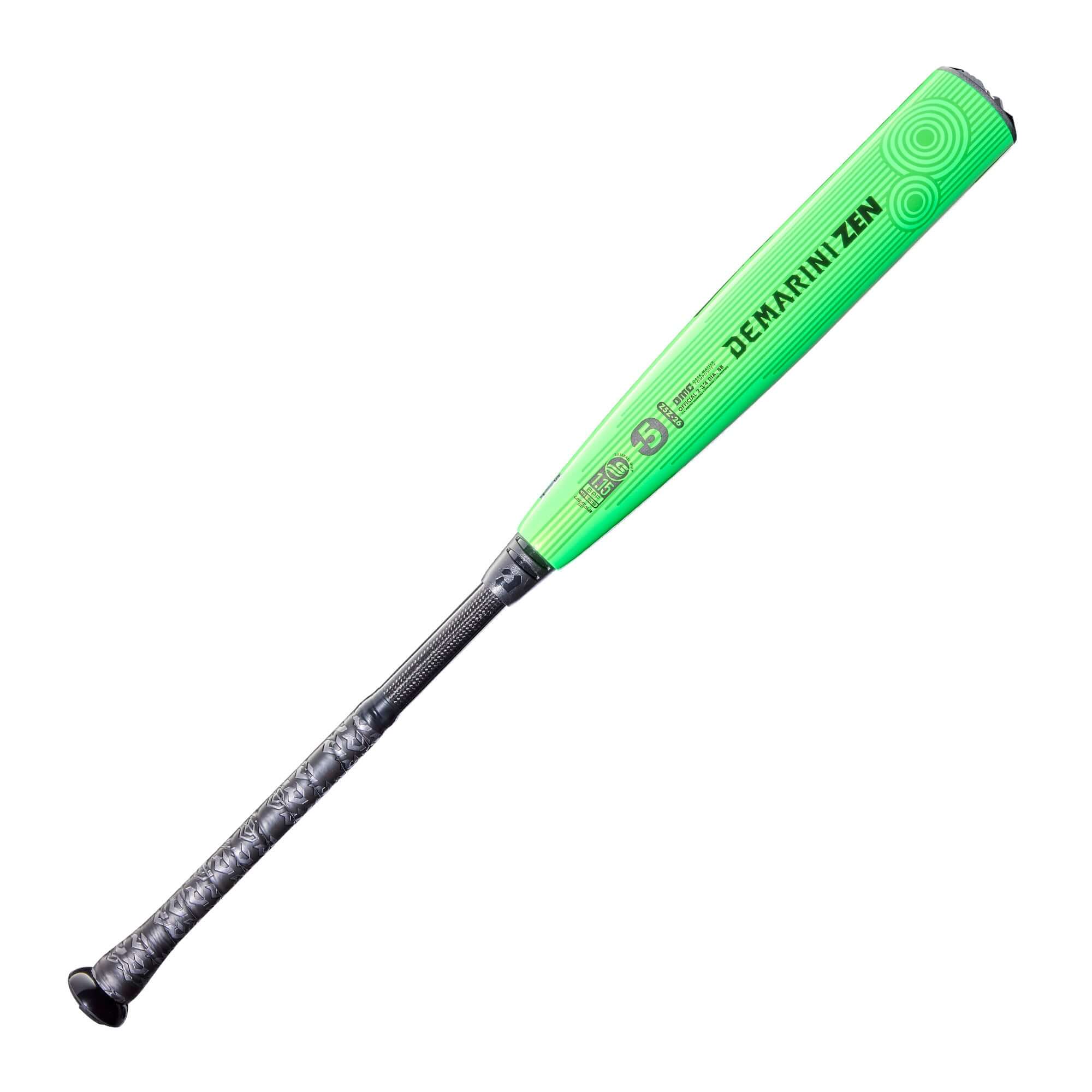 2026 DeMarini ZEN SL (-5) Baseball Bat in green, designed for performance and power at the plate.