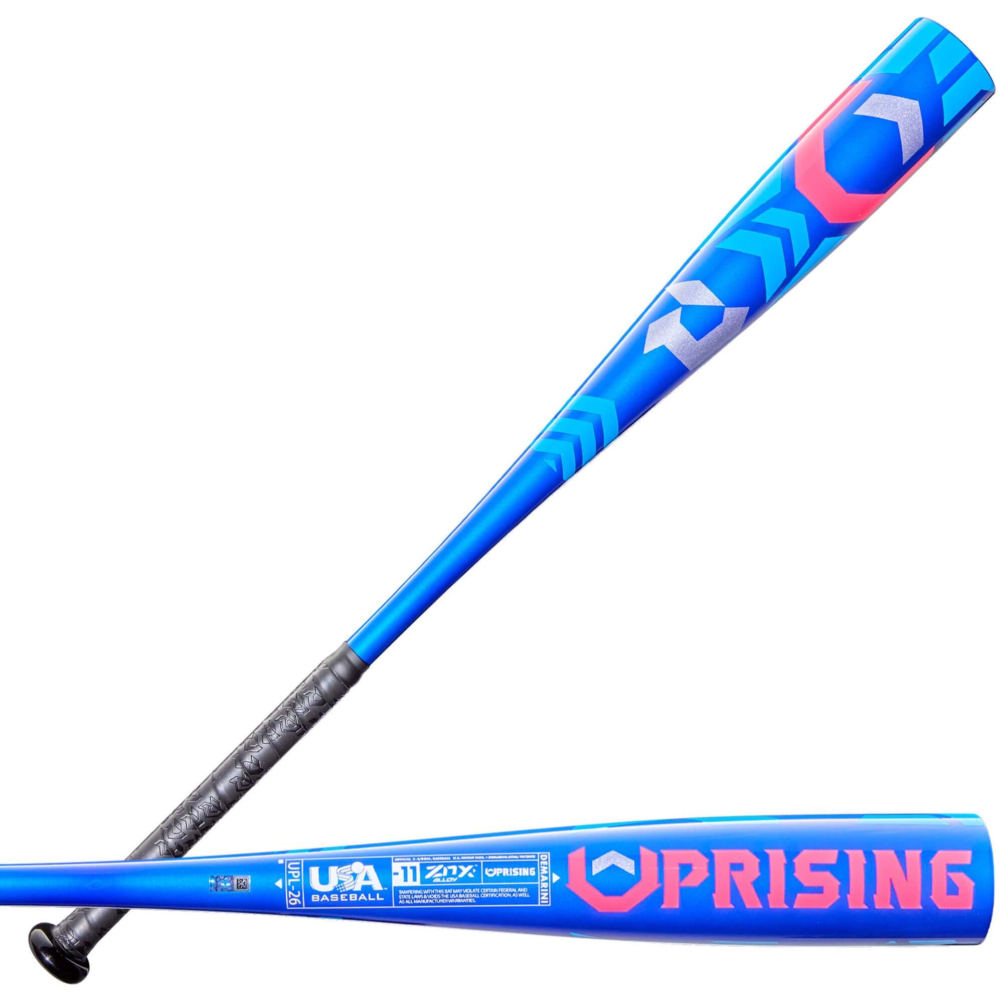 2026 DeMarini Uprising (-11) USA Baseball Bat front and back view with DX1 Alloy Barrel