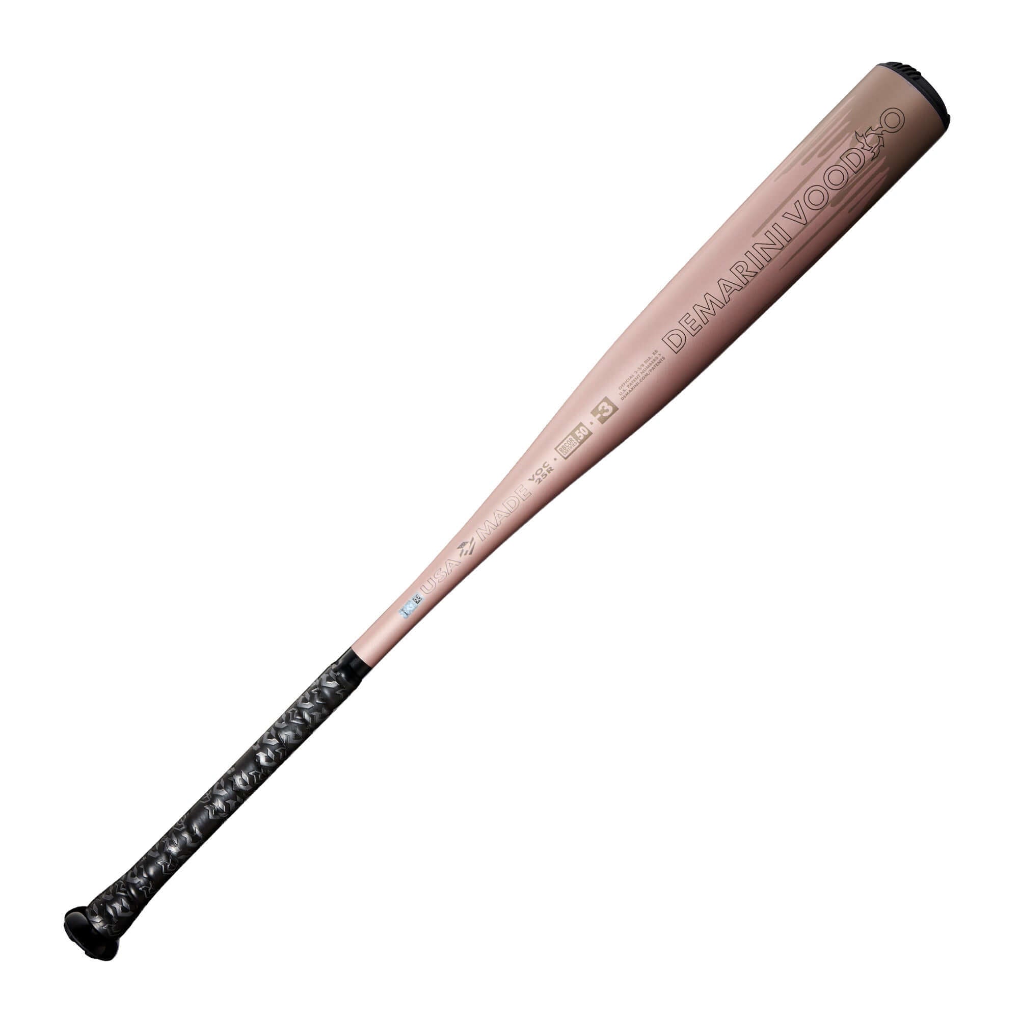 Back View of DeMarini Voodoo One Rose Gold 2025 - Fortified Metal Compound Knob for Extra Swing Leverage