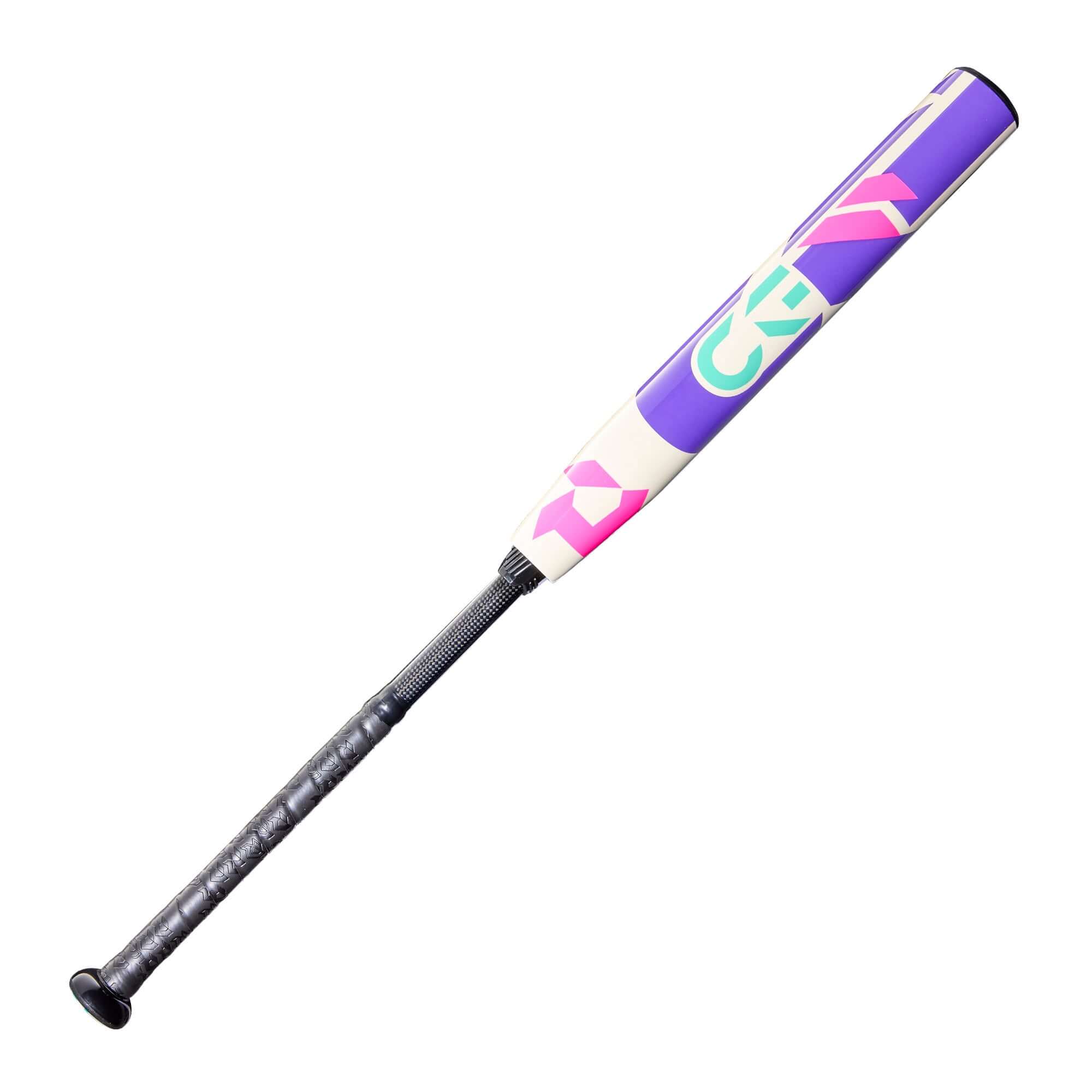 2026 DeMarini CF FP FE (-11) Fastpitch Softball Bat featuring a colorful design and lightweight construction.