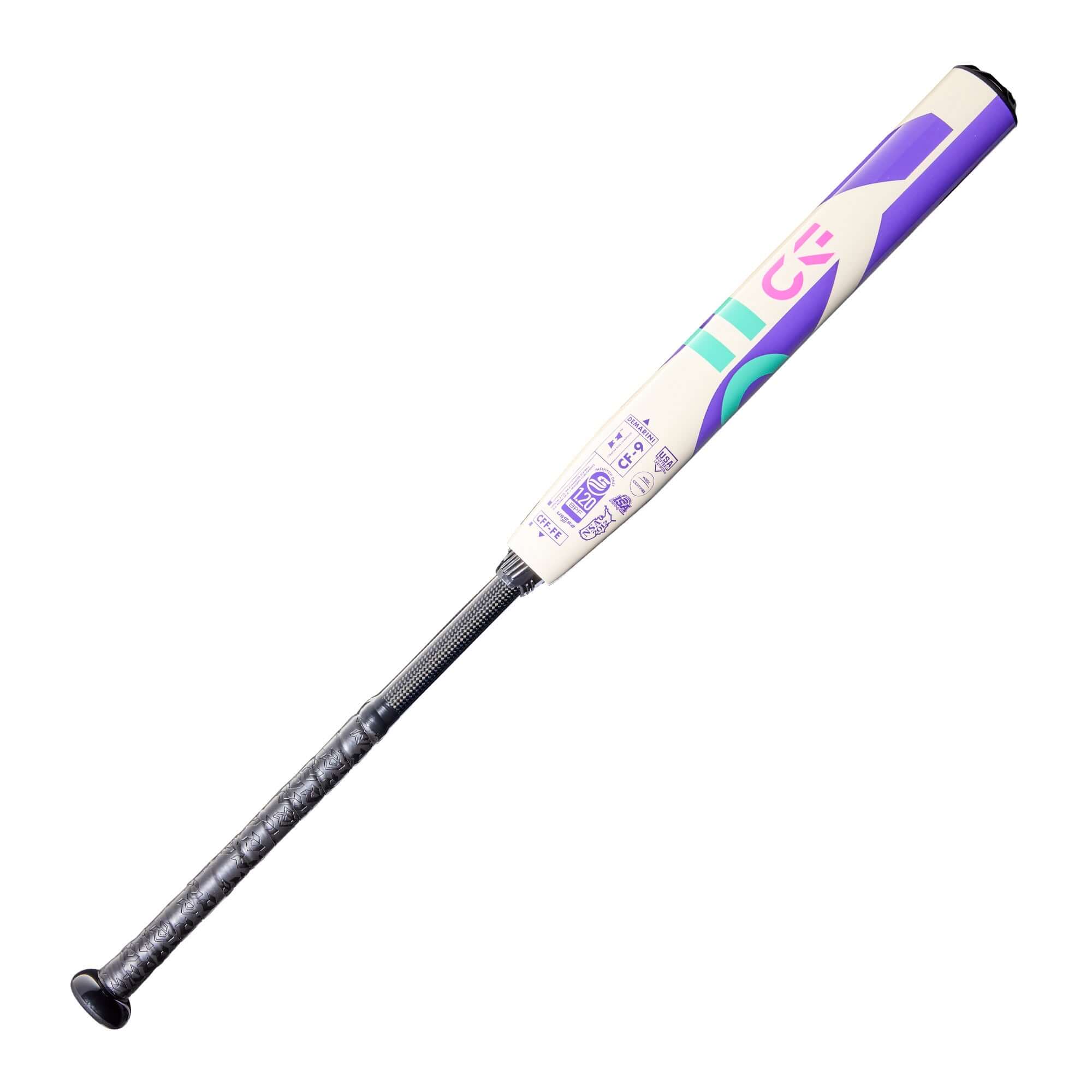 2026 DeMarini CF FP FE (-9) fastpitch softball bat featuring a lightweight design and Paraflex Plus Composite Barrel.