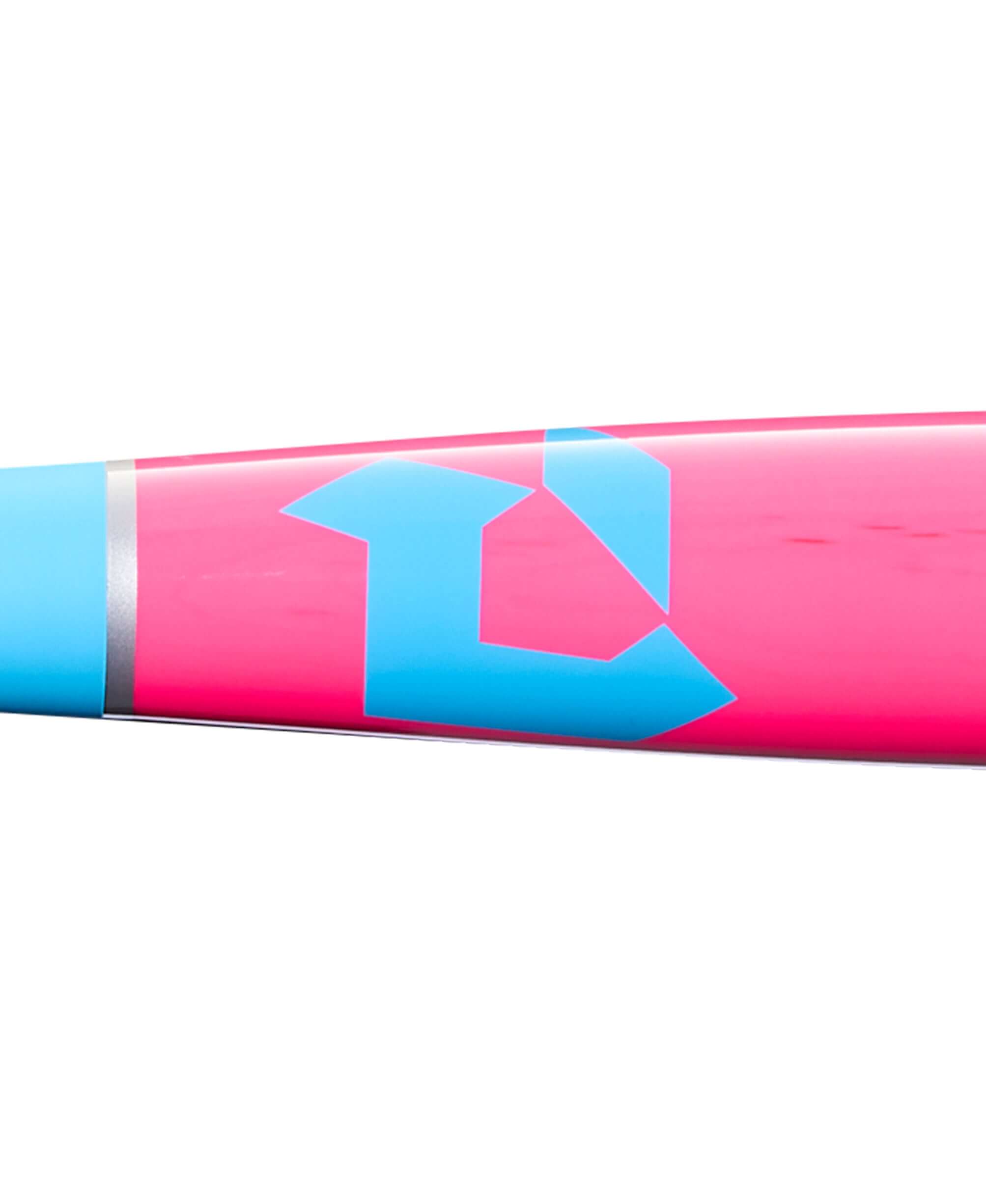 Front barrel close-up of 2026 DeMarini The Woods Pink Pro Maple BBCOR Baseball Bat