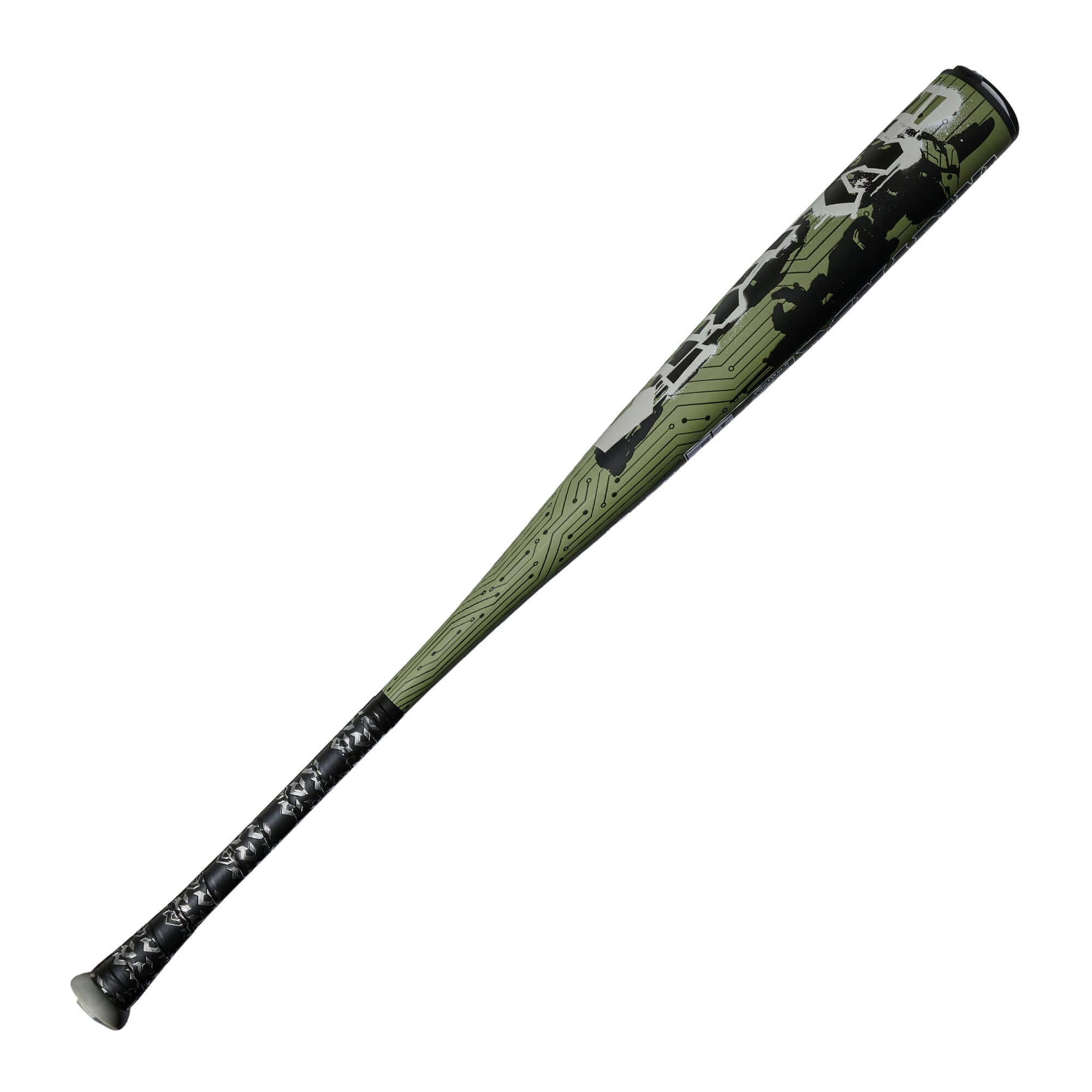 2027 DeMarini Exile (-3) BBCOR Baseball Bat side profile with green and black graphics