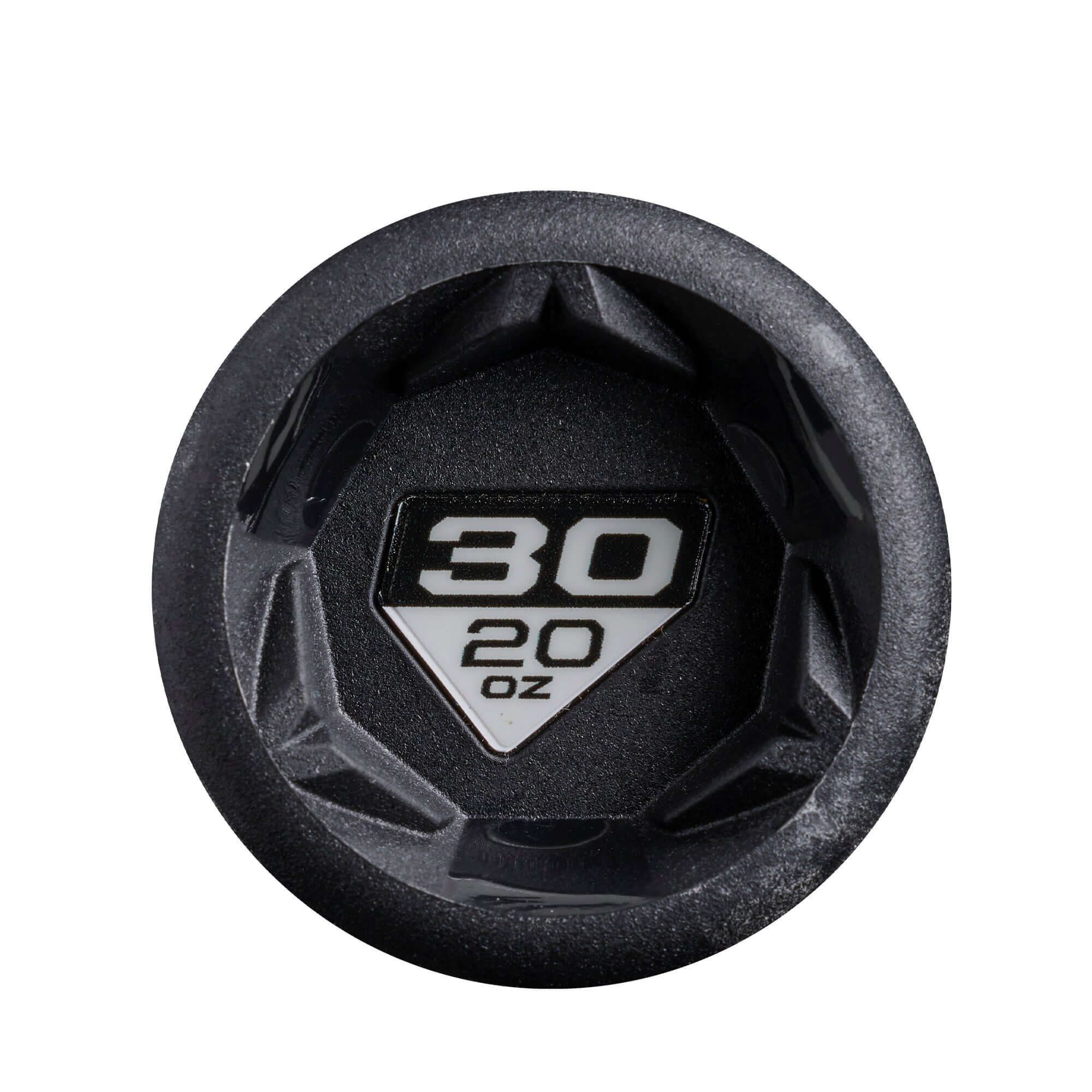 End cap view of 2027 DeMarini Exile SL (-10) Baseball Bat showing 30 oz weight stamp.
