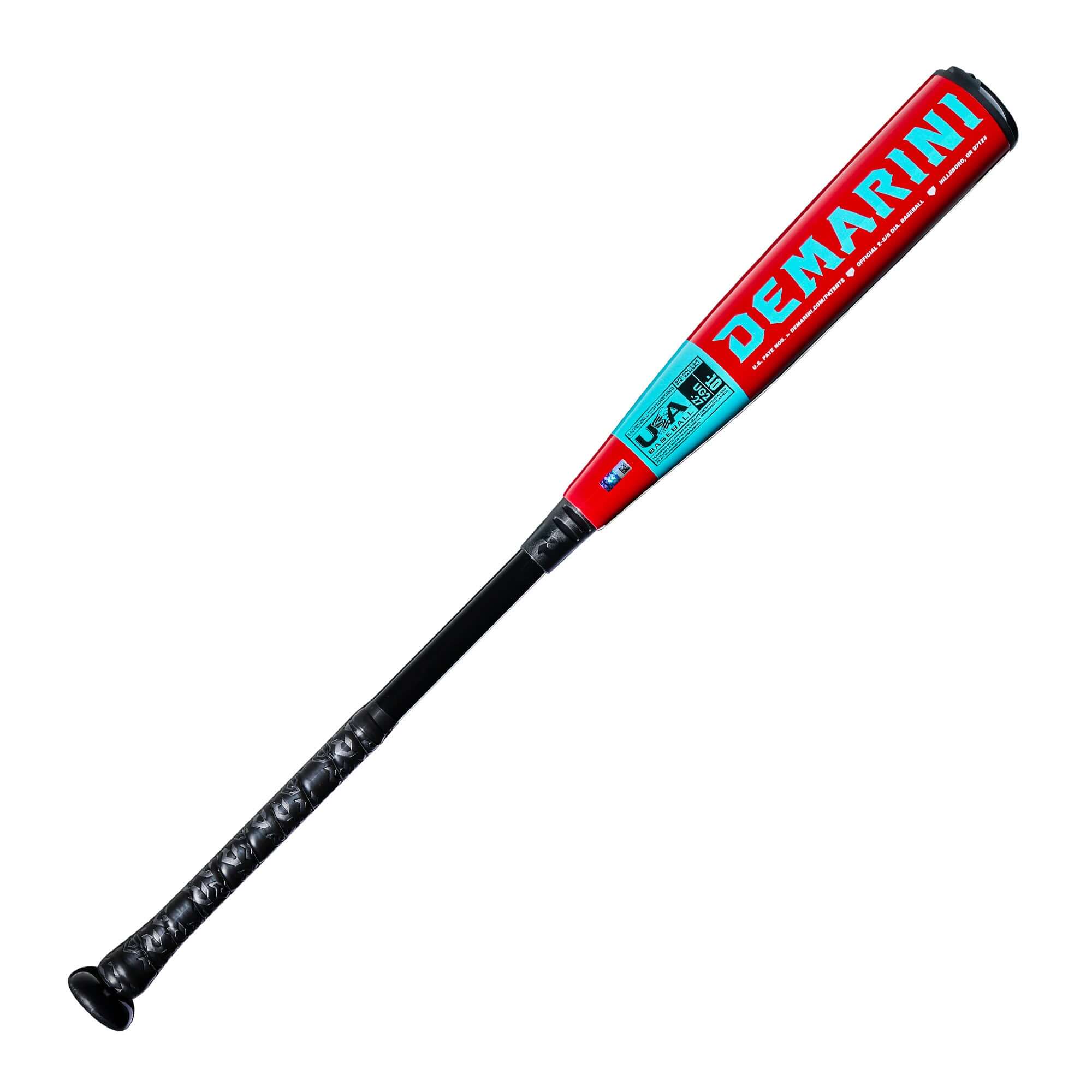 2027 DeMarini The Goods (-10) USA Baseball Bat side profile with red barrel and certification marks visible