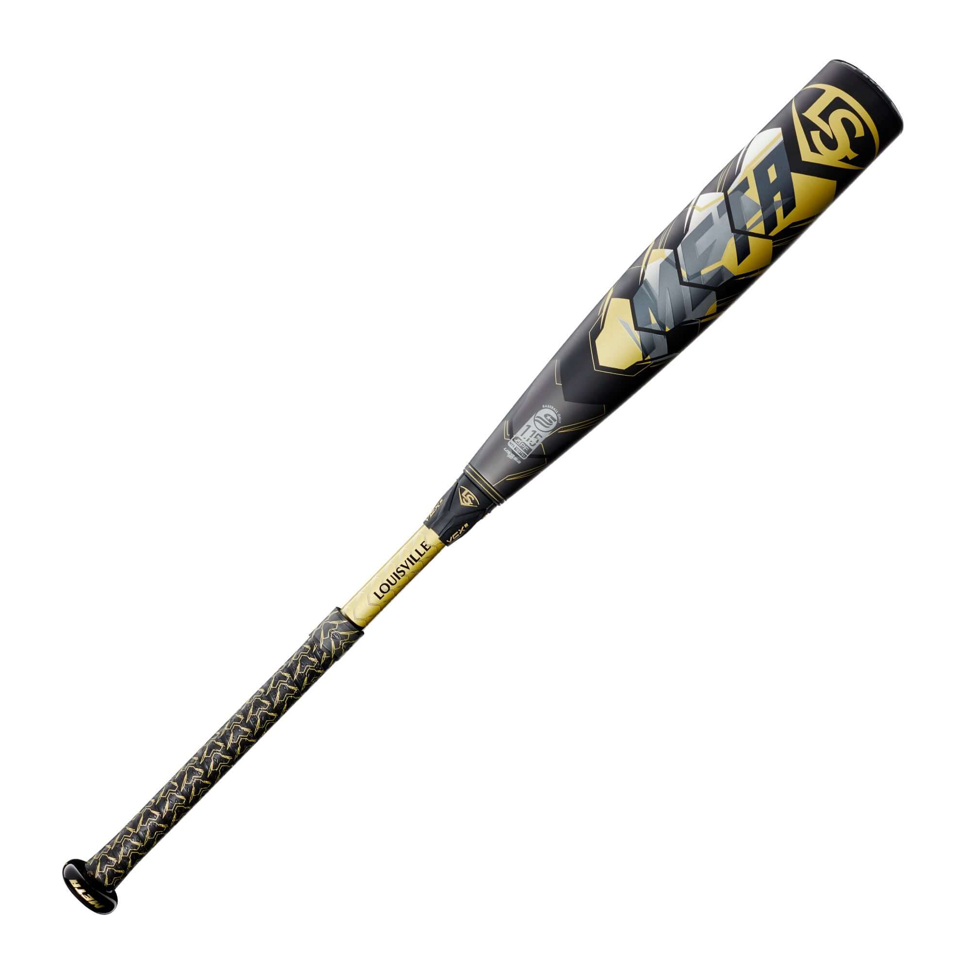 Louisville Slugger USSSA Meta 21 -10 baseball bat with sleek black and gold design.