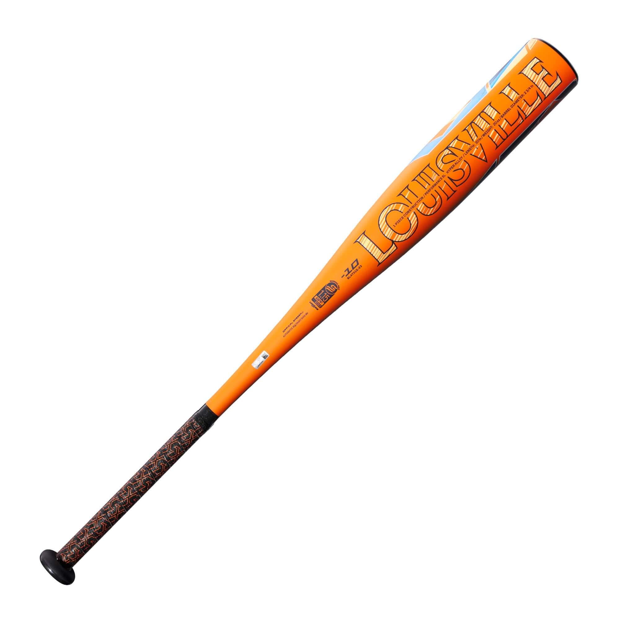 Louisville Slugger Atlas (-10) USSSA Baseball Bat in orange with premium alloy barrel and comfortable grip.
