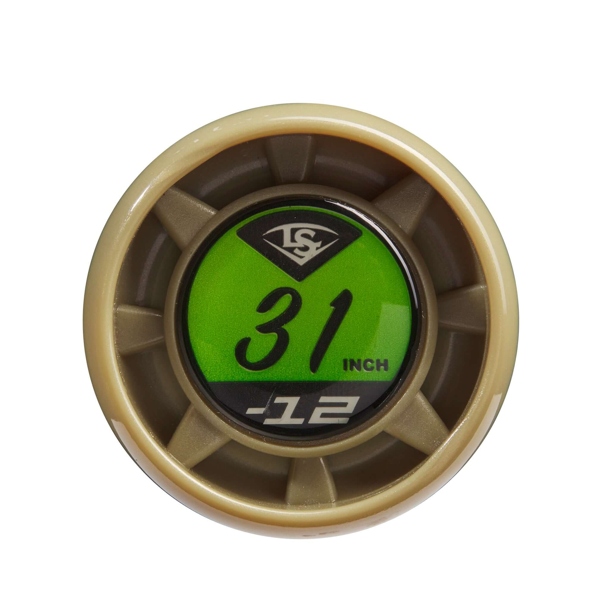 Louisville Slugger 2023 Meta (-12) USA Baseball Bat end cap displaying size 31 inches for optimal performance.
