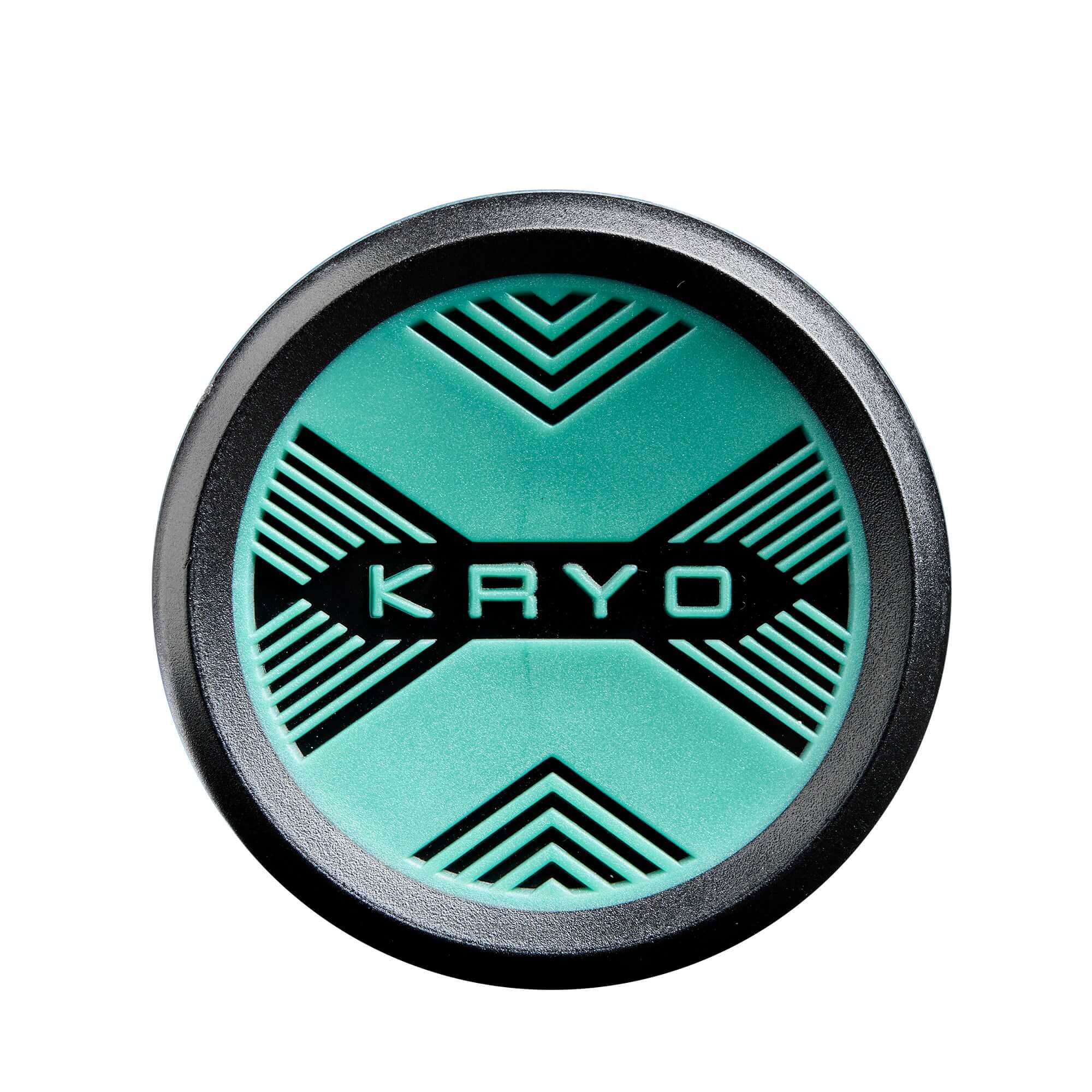 Louisville Slugger Kryo fastpitch bat logo featuring a turquoise design with geometric patterns.