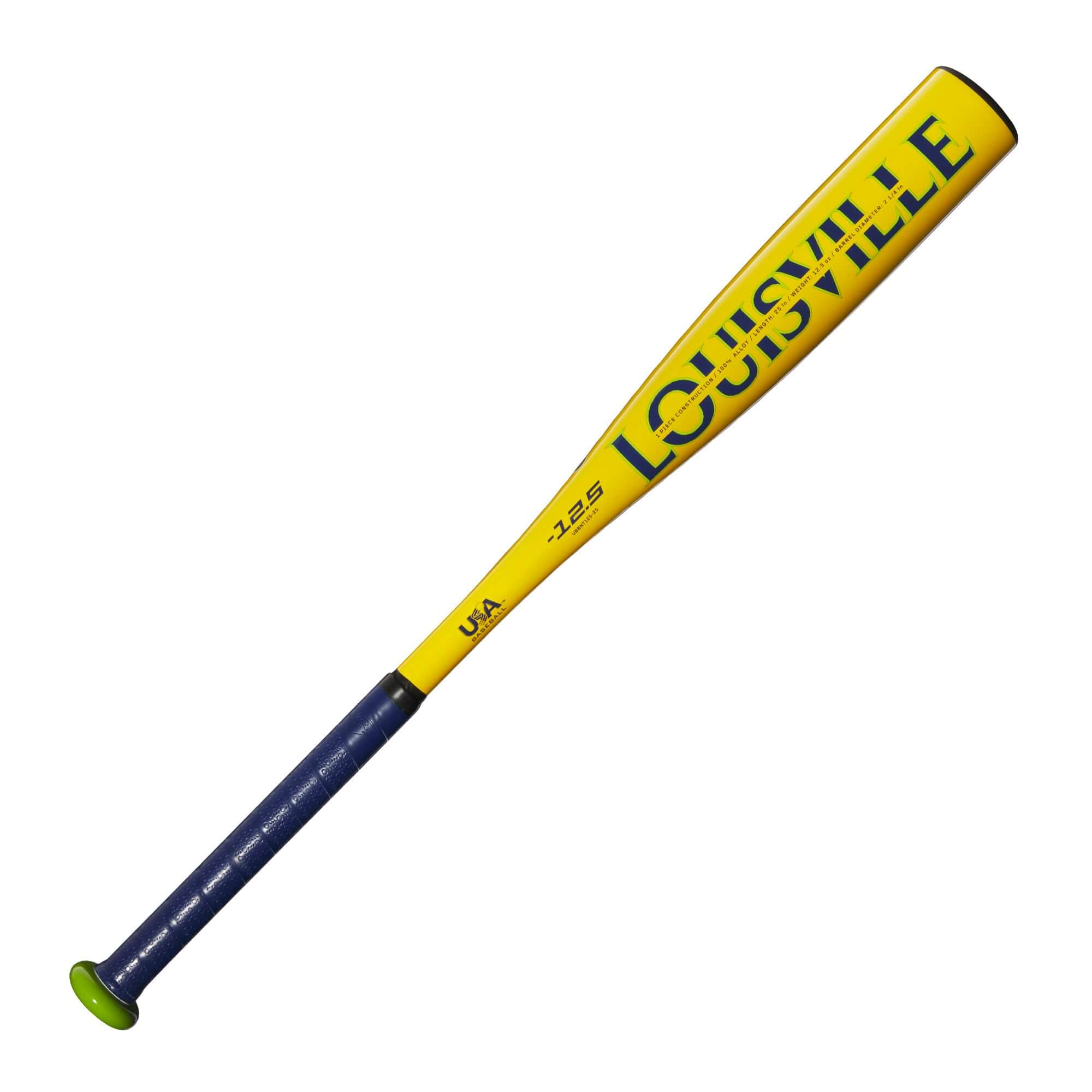 Louisville Slugger Bananas T-Ball Bat 2025, yellow alloy design, 2 ¼” barrel, perfect for young players' first swings.