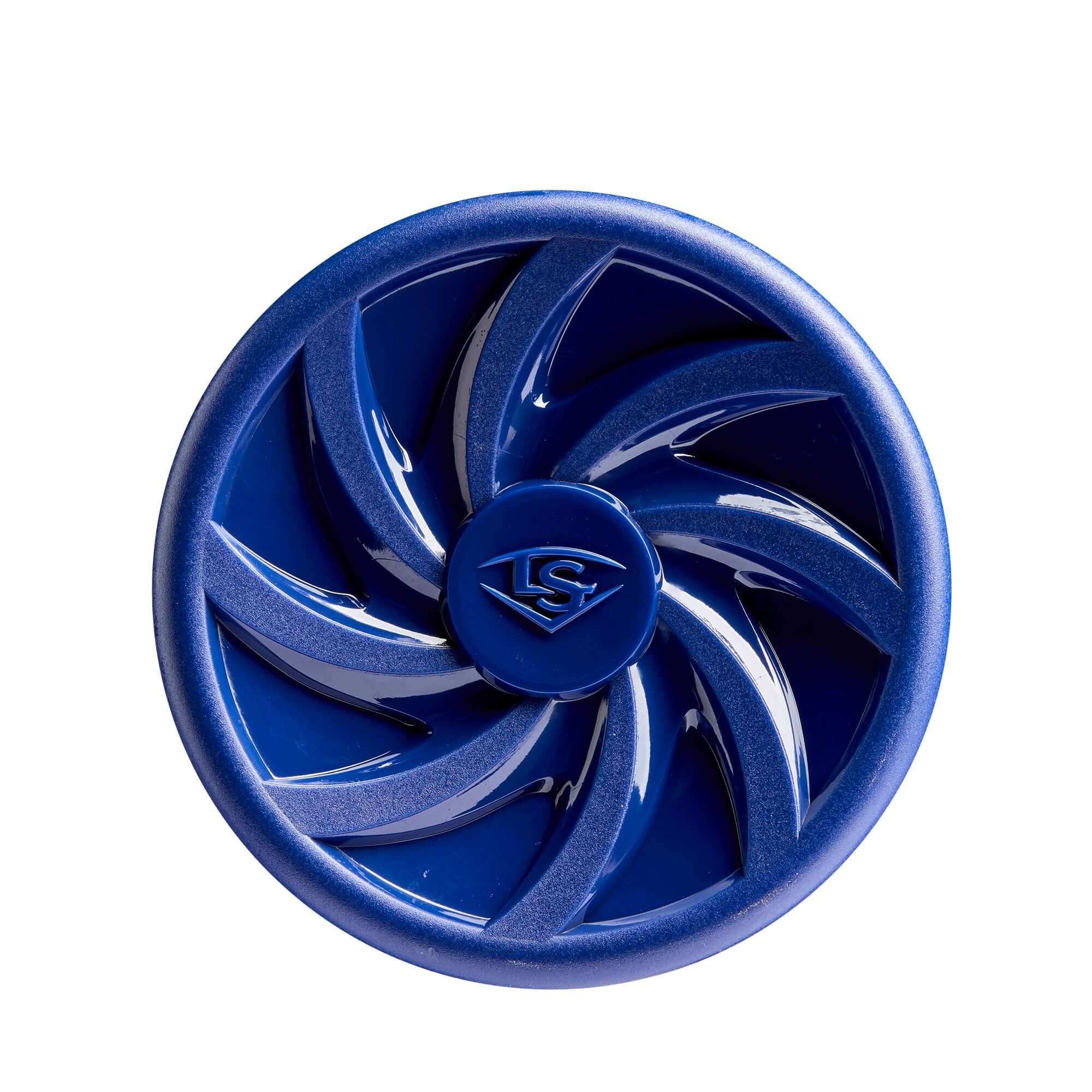 Louisville Slugger blue fan-shaped training tool, designed for improving swing mechanics and grip control.