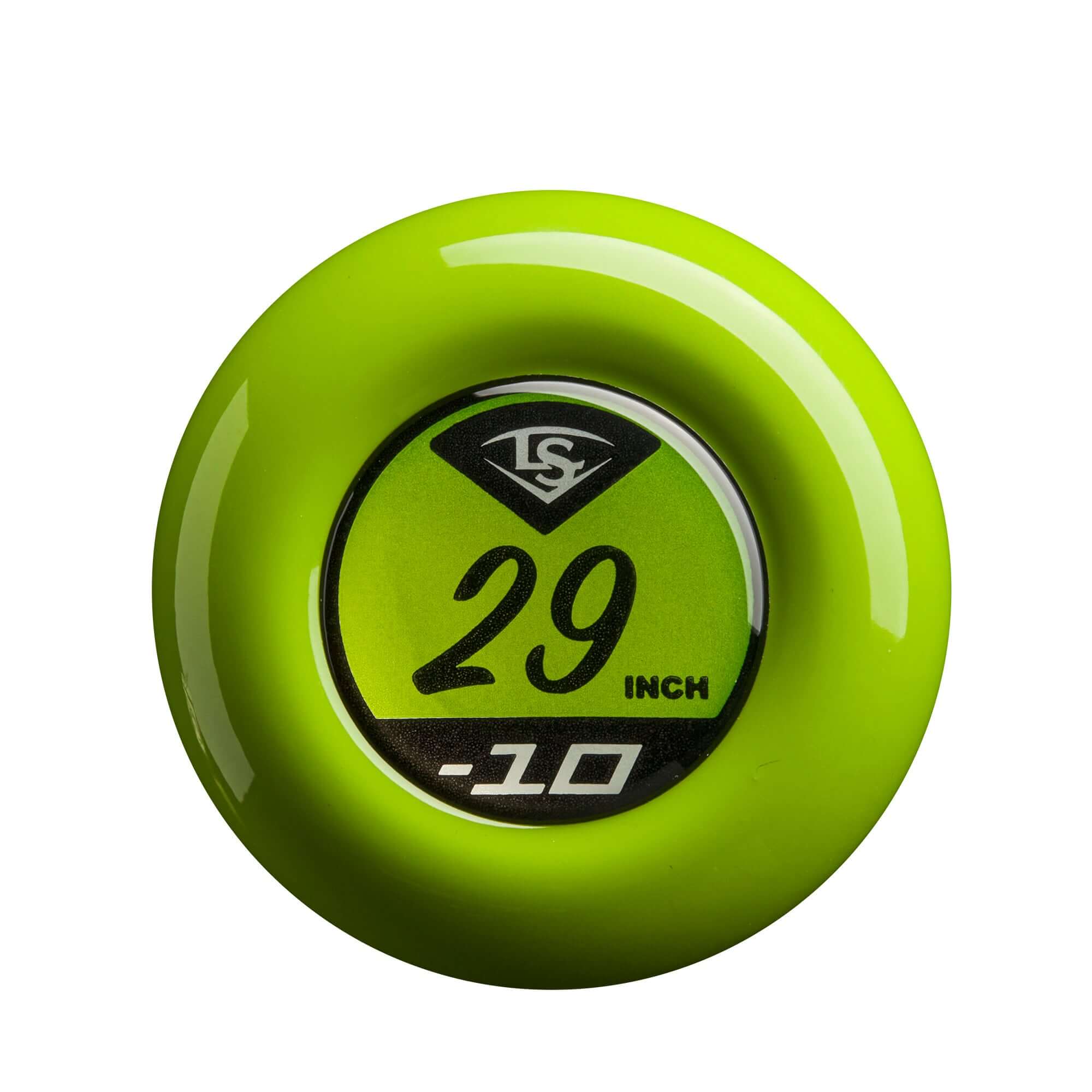 Top view of the 2025 Louisville Slugger Savannah Bananas -10 USA Baseball Bat, showcasing the 29-inch barrel.