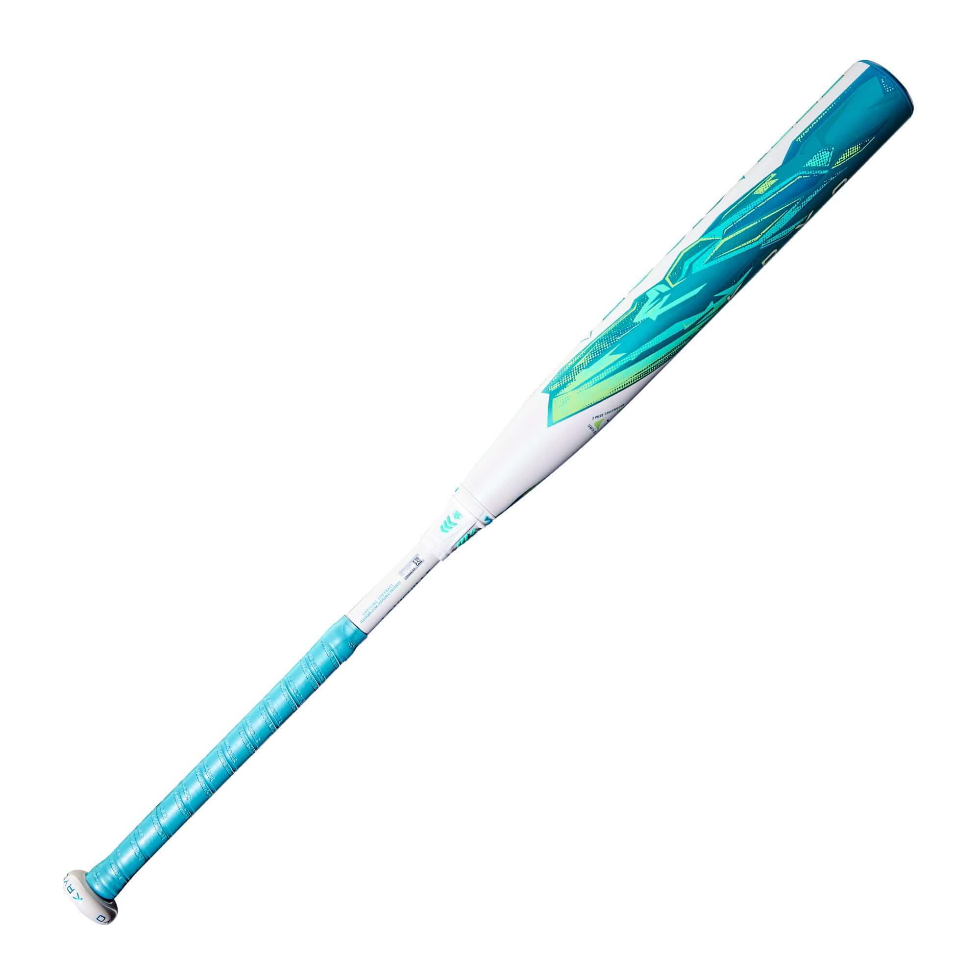 2026 Louisville Slugger Kryo (-11) fastpitch softball bat in teal and white design, engineered for elite slap hitters.