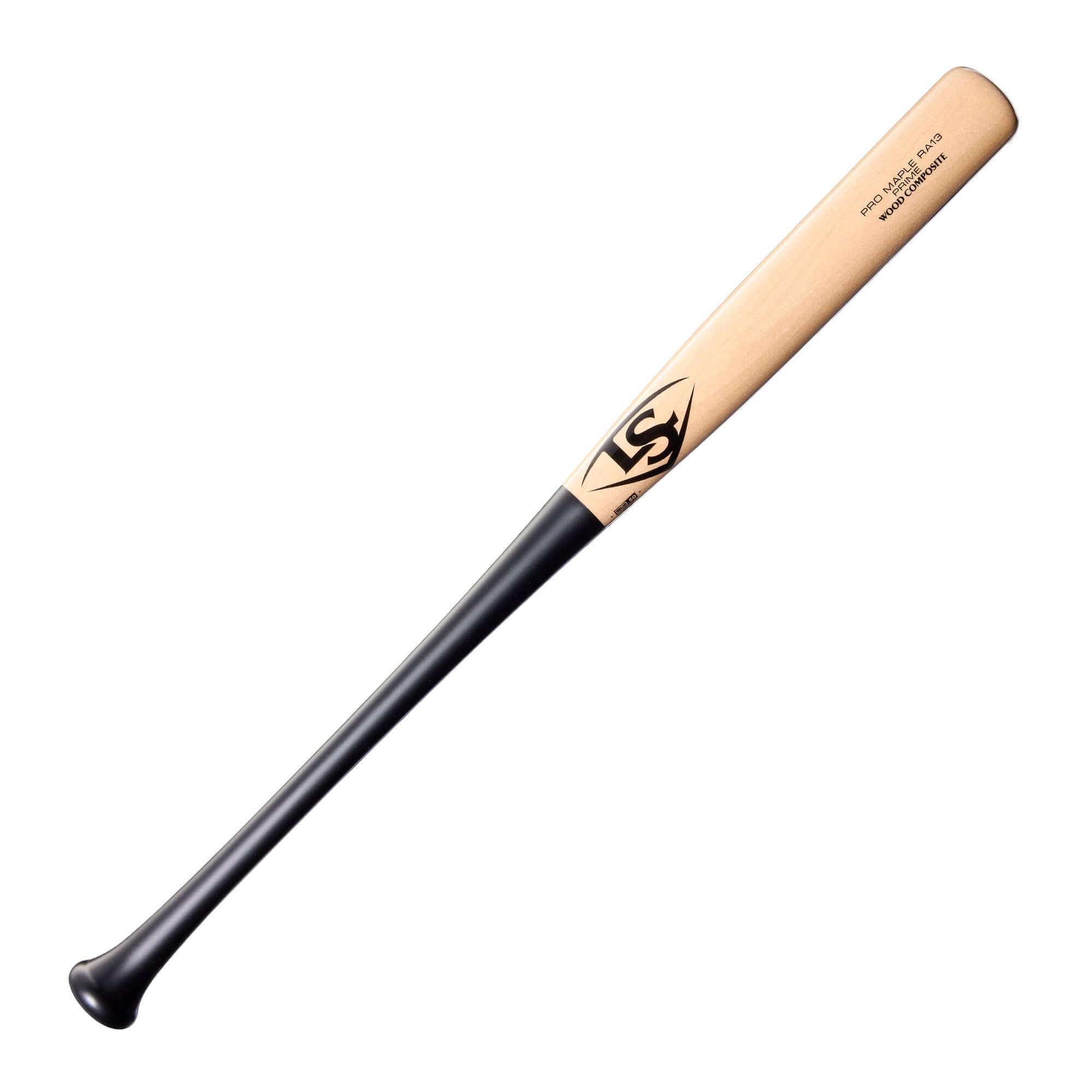 Front view showcasing the RA13 Bat’s high-gloss natural maple barrel.