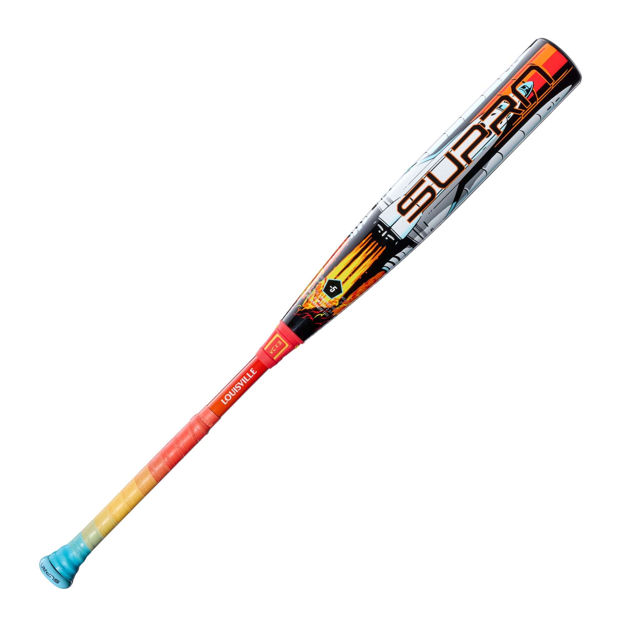Front view of 2026 Louisville Slugger Supra Starship (-5) USSSA Bat with APX Composite barrel