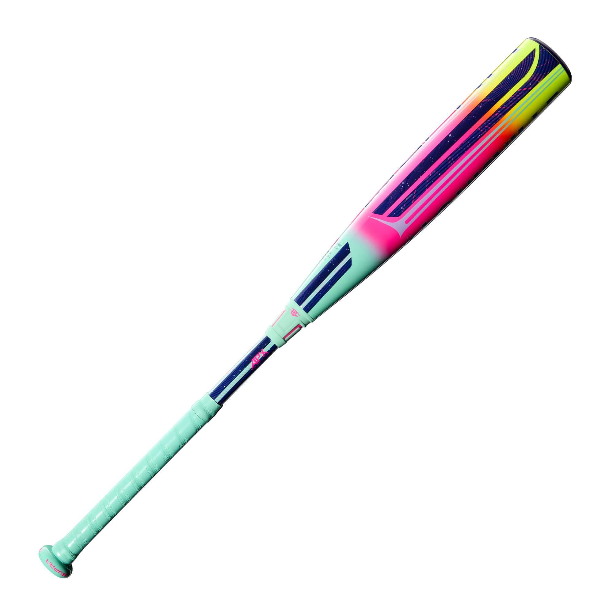 2027 Louisville Slugger Supra (-10) USSSA Baseball Bat side profile view with colorful barrel design.
