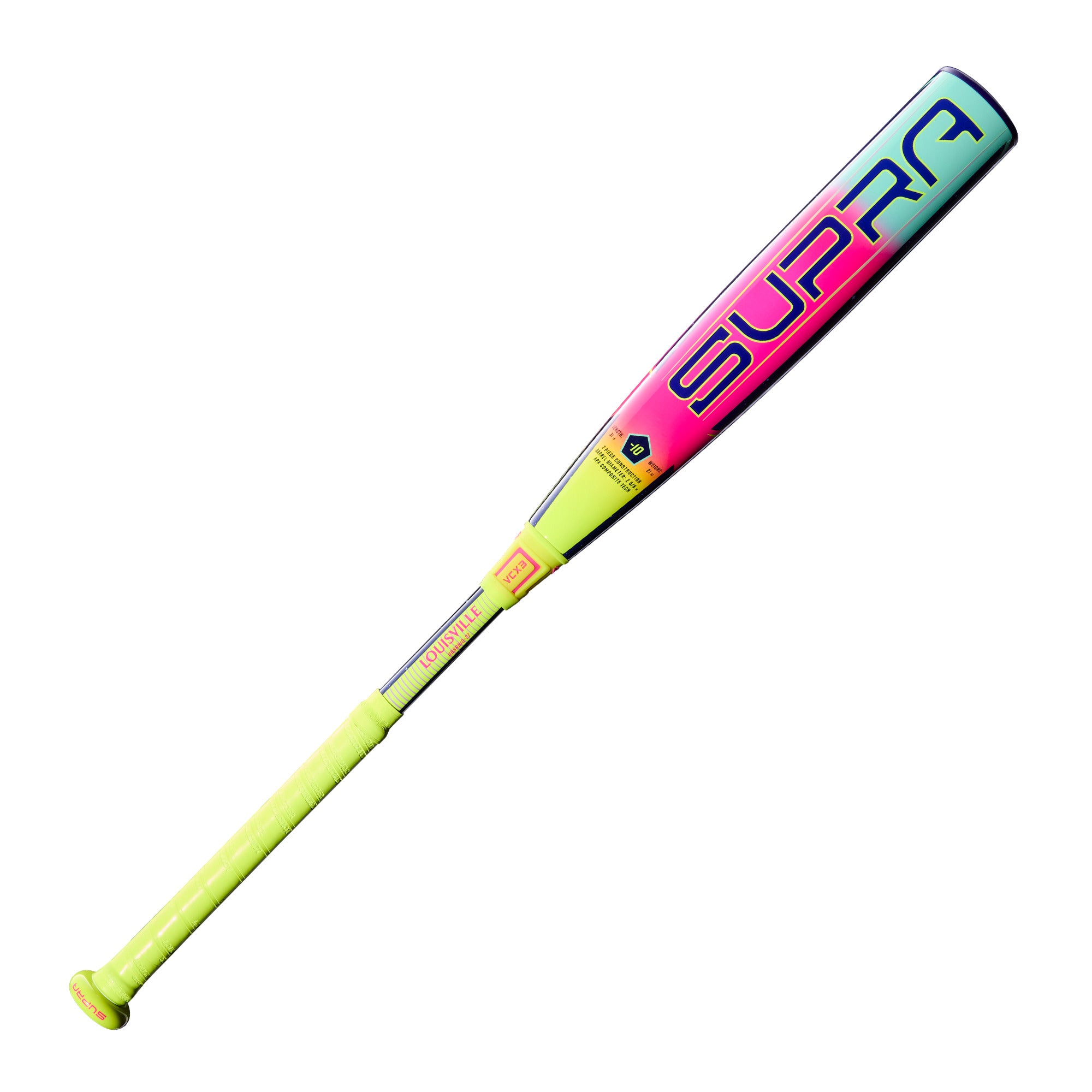 2027 Louisville Slugger Supra (-10) USA Baseball Bat with colorful design and composite construction for young players.