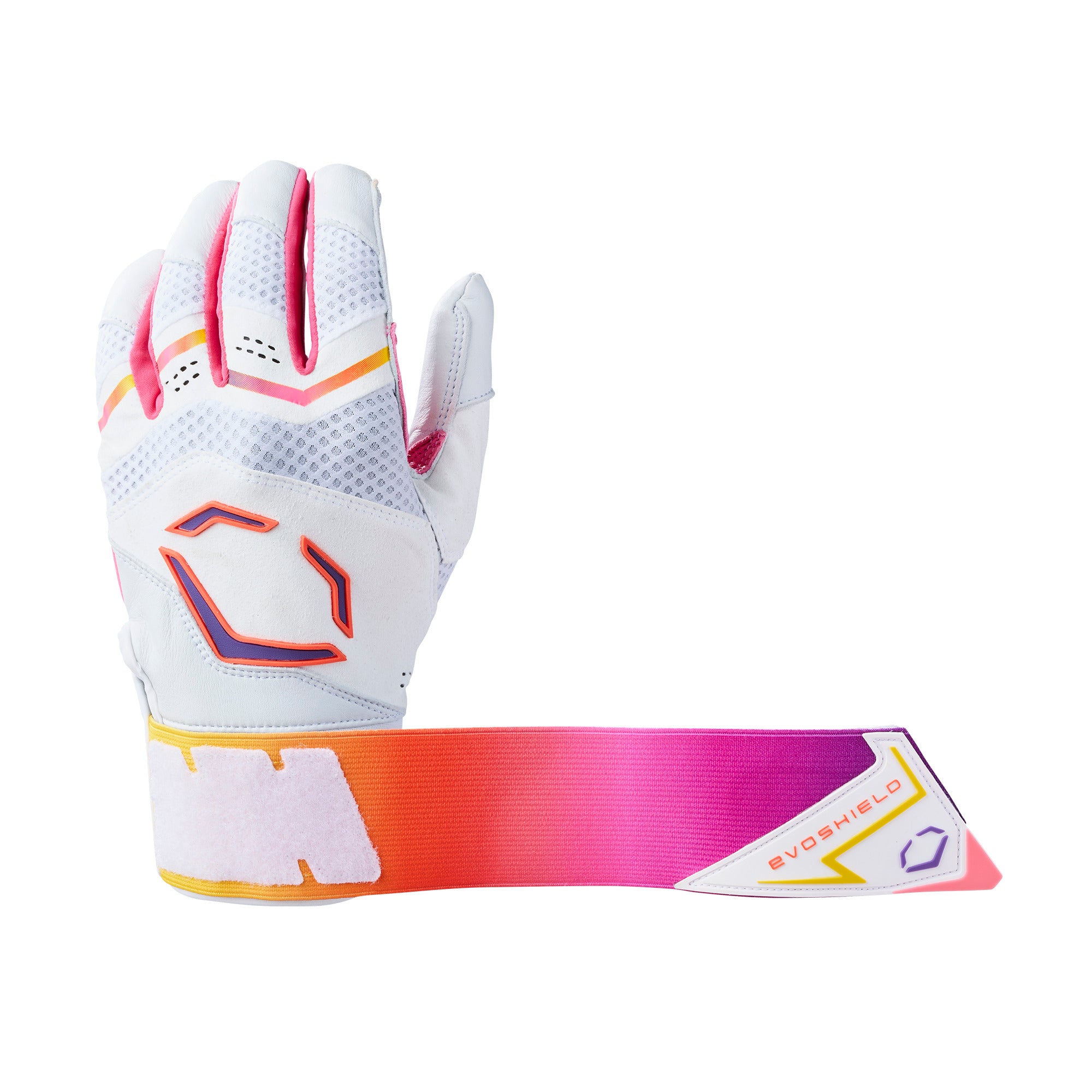Evoshield X-SRZ Gradient Carbyne Adult Batting Gloves with Strap - Team White/Orange