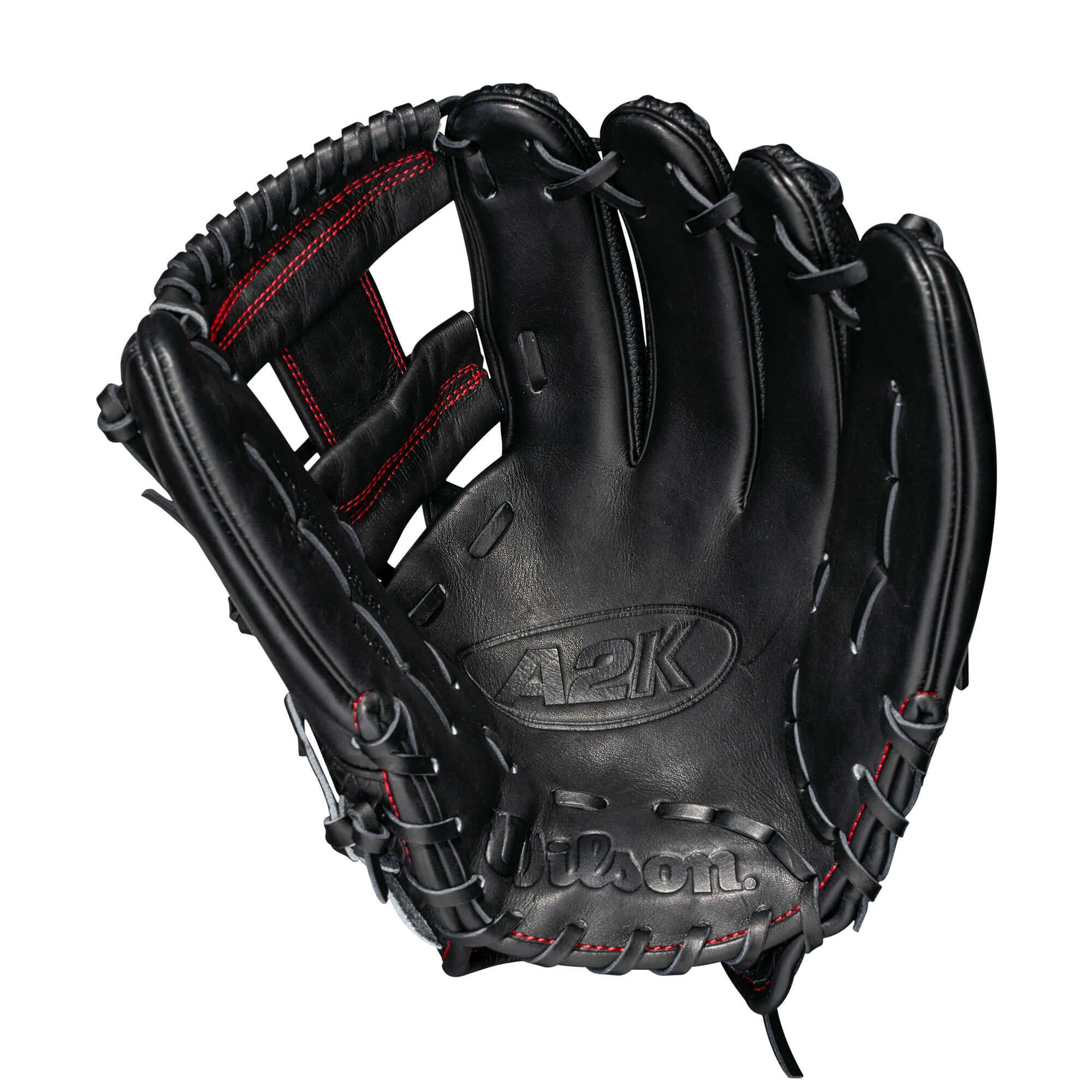 Wilson A2K 1787 11.75 inch infield glove with Black Pro Stock and SnakeSkin leather, and red Bold logos.