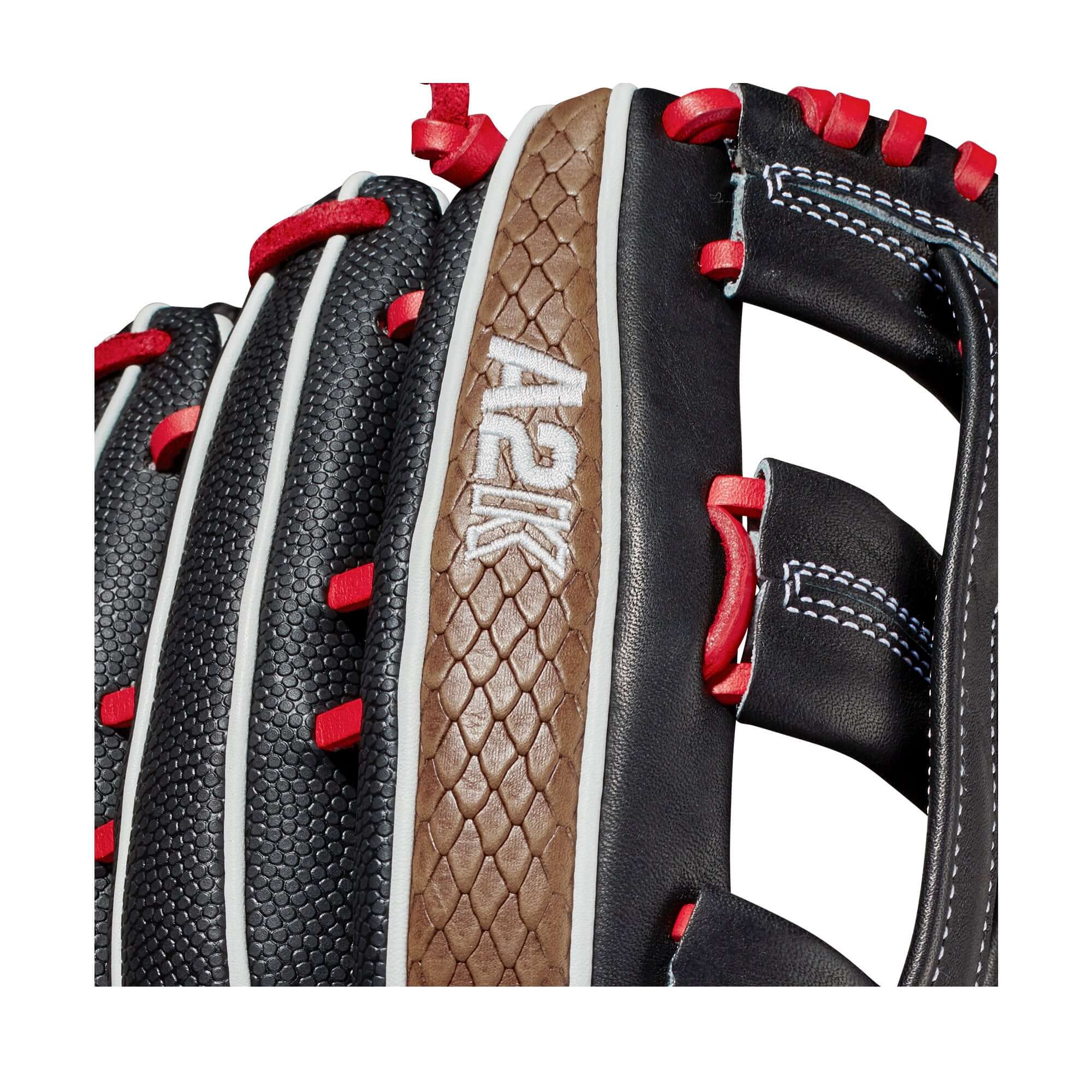 Wilson A2K 1799 Outfield Glove, 12.75, Black/Black/Saddle Tan, Pro Stock Select Leather, Dual Post Web