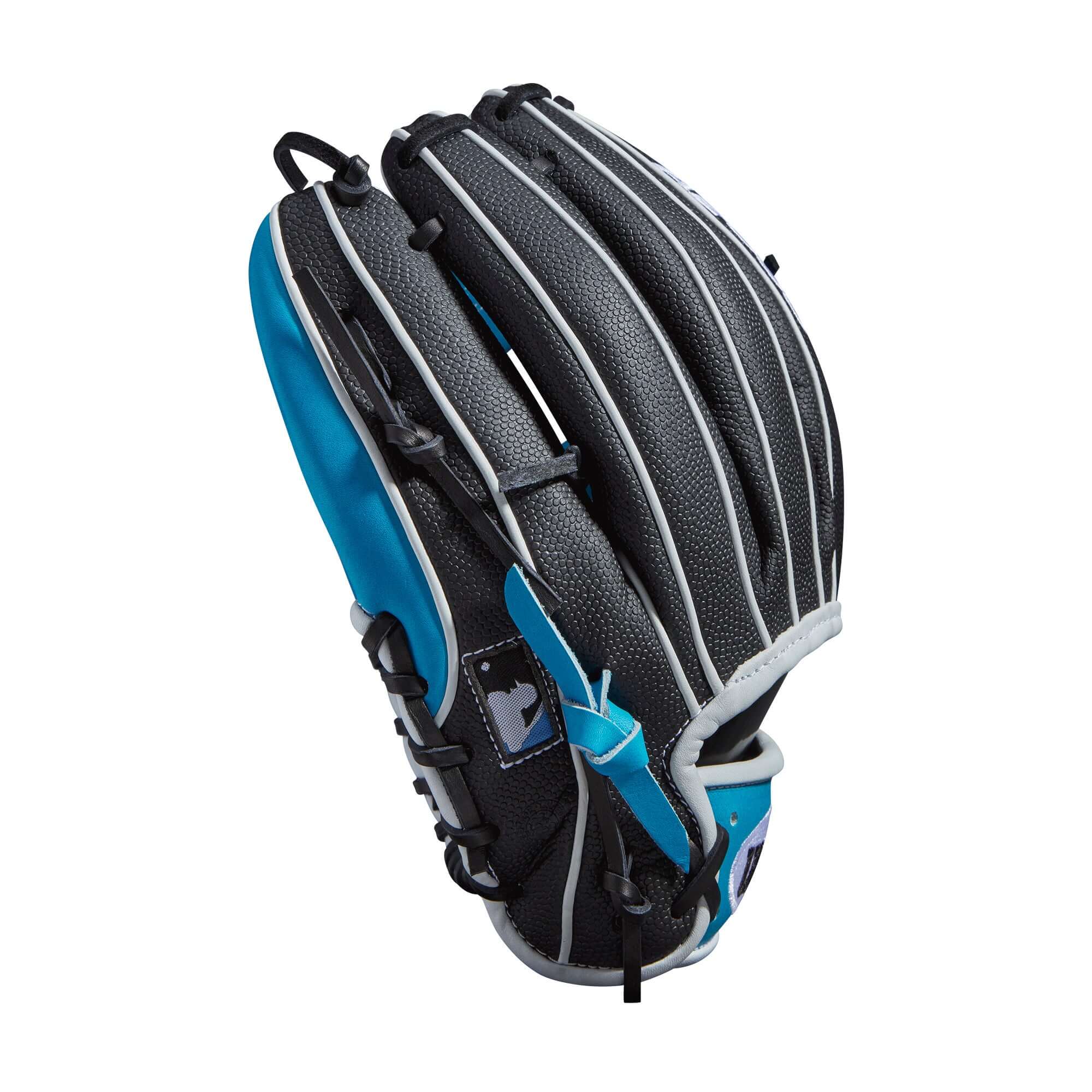 Wilson 100 GOTM January 2020 custom A2000 1787SS glove in Tropical Blue and Black Pro Stock Leather.
