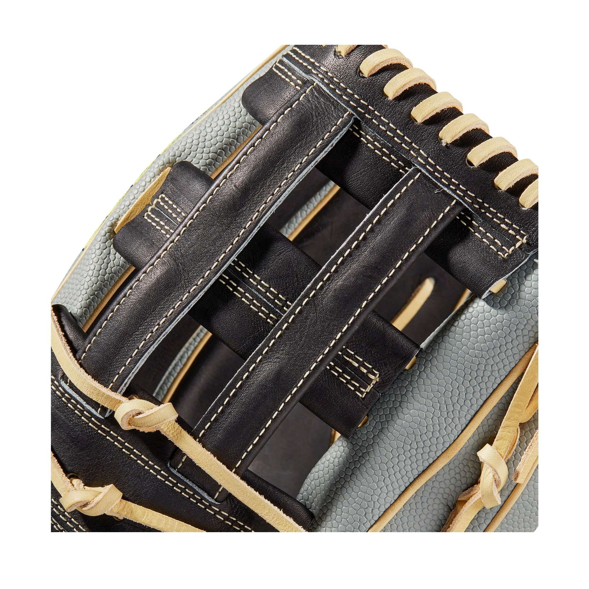 Wilson A2000 1799 SS Gray/Blk L 12.75 baseball glove with Dual Post Web.