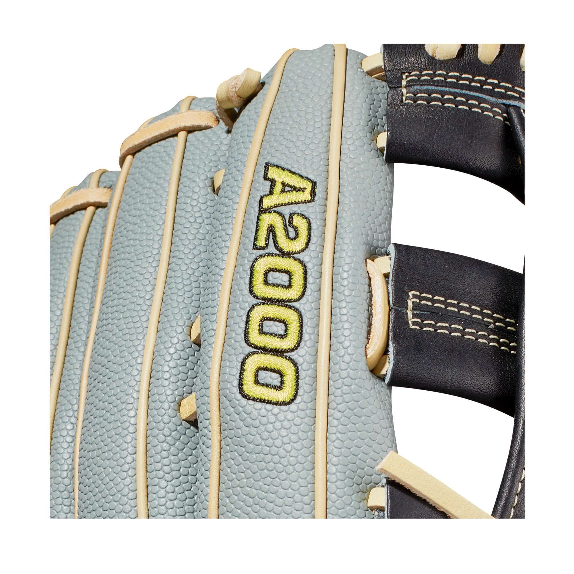 Wilson A2000 1799 SS Gray/Blk L 12.75 baseball glove with Dual Post Web.