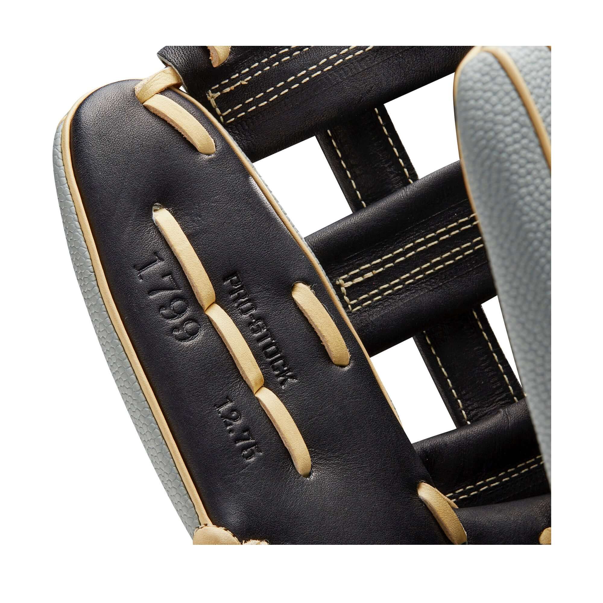 Wilson A2000 1799 SS Gray/Blk L 12.75 baseball glove with Dual Post Web.