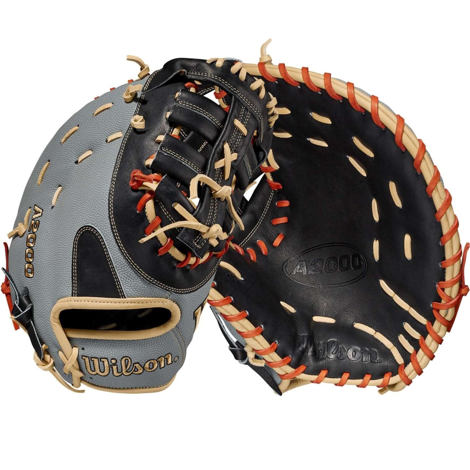 Wilson A2000 SuperSkin 1620 First Baseman Glove, 12.5-inch, Black/Grey/Blonde
