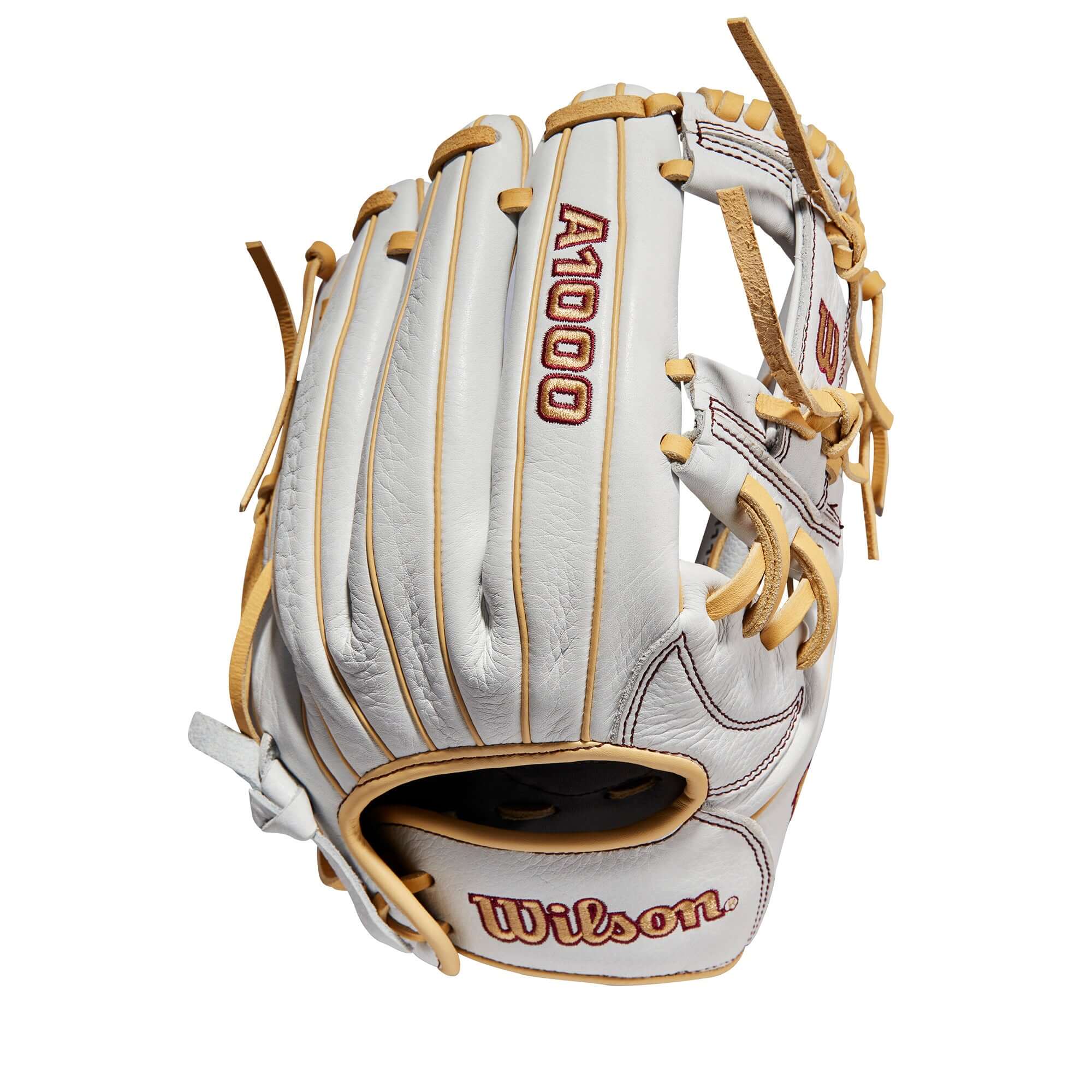 Wilson A1000 Fastpitch Glove 11.75 White/Blonde/Seminole Red with Rolled Dual Welting