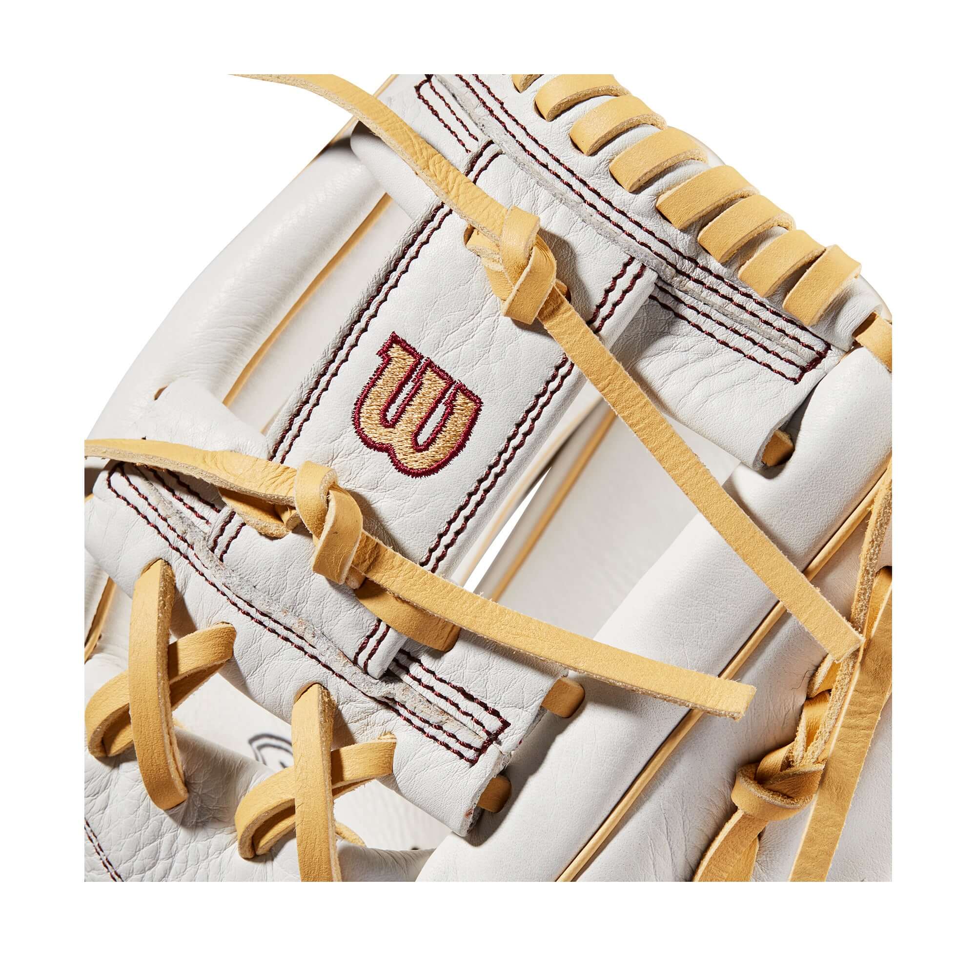 Wilson A1000 Fastpitch Glove 11.75 White/Blonde/Seminole Red with Rolled Dual Welting