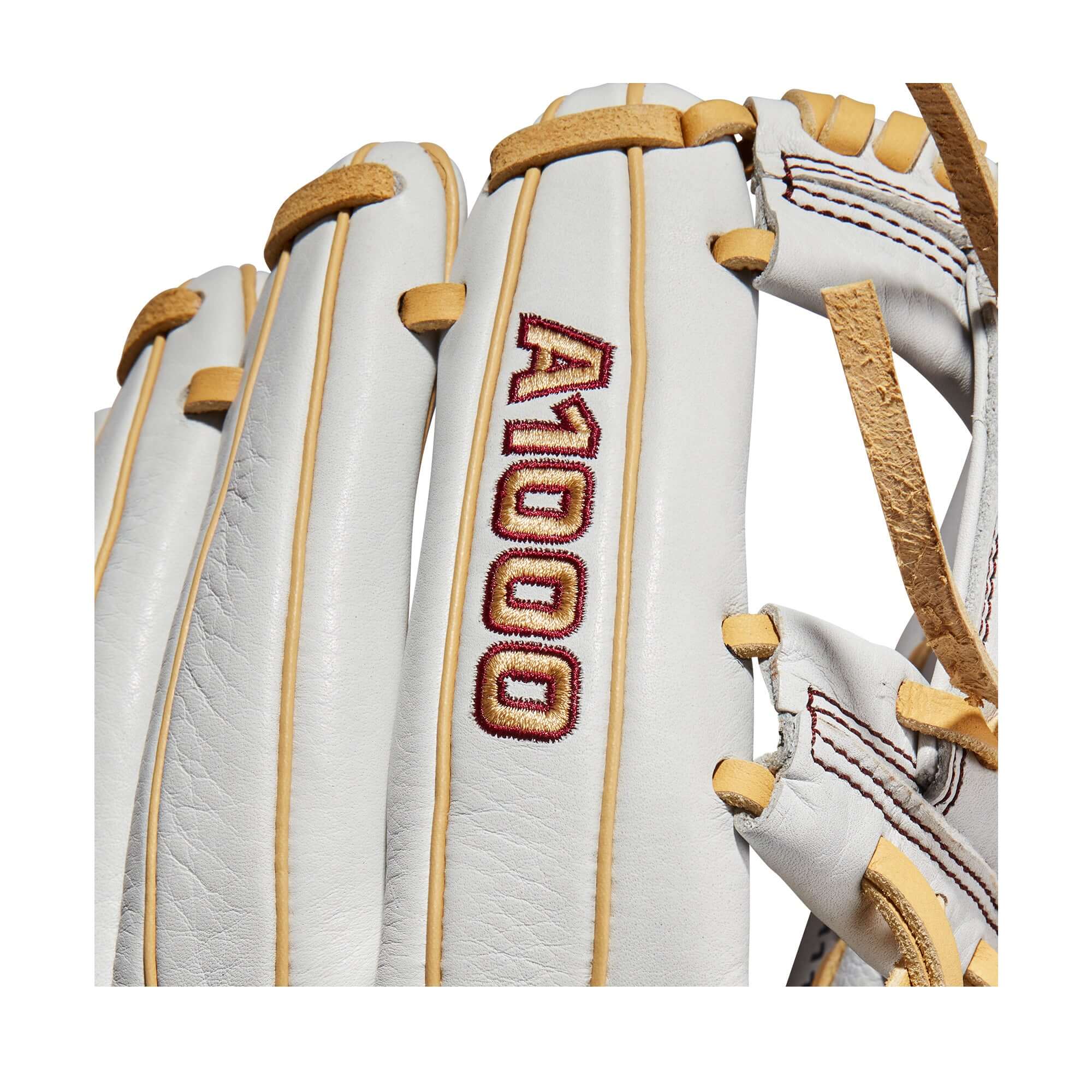 Wilson A1000 Fastpitch Glove 11.75 White/Blonde/Seminole Red with Rolled Dual Welting