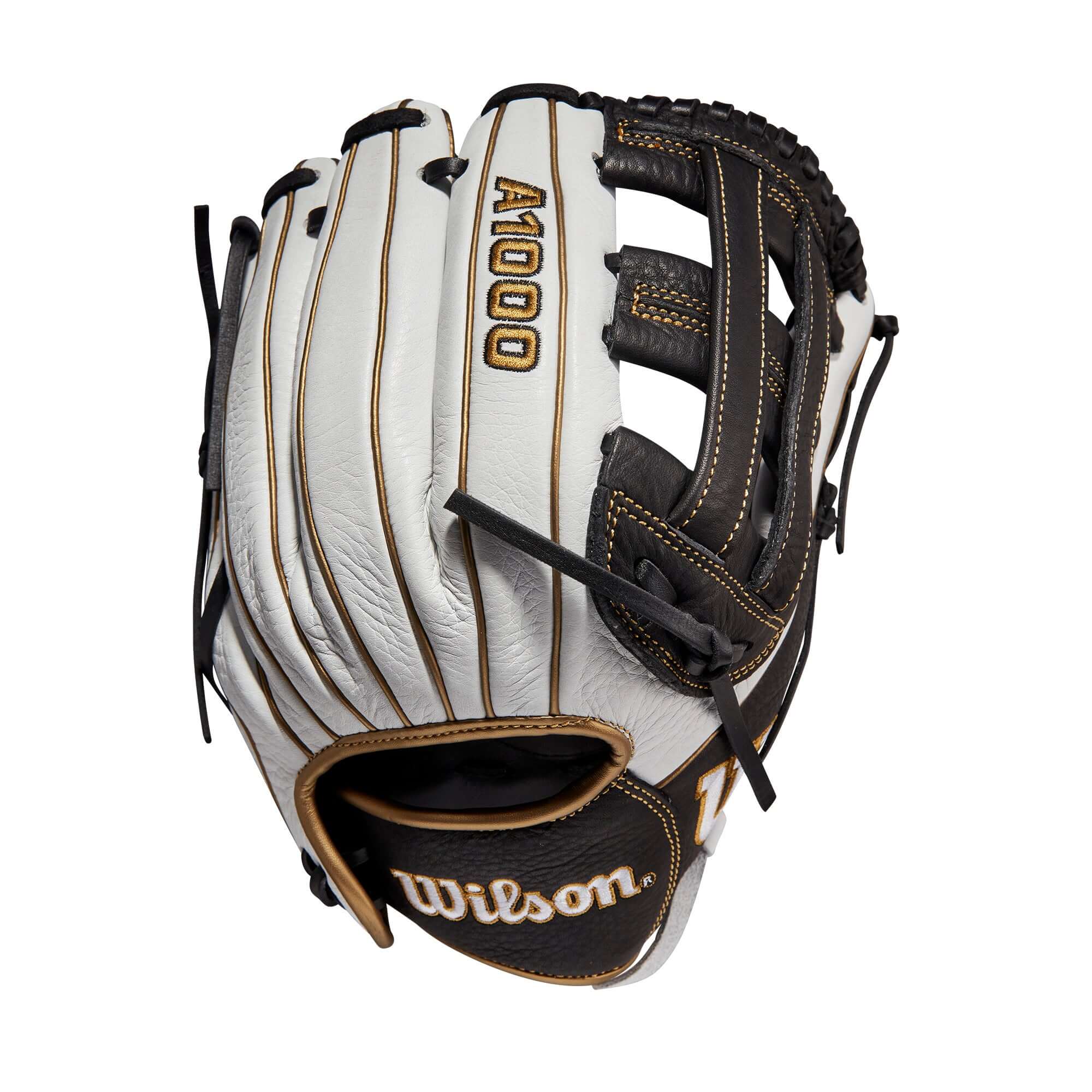 Wilson A1000 Fastpitch IF12 12” White/Black/Blonde leather glove with Dual Post Web