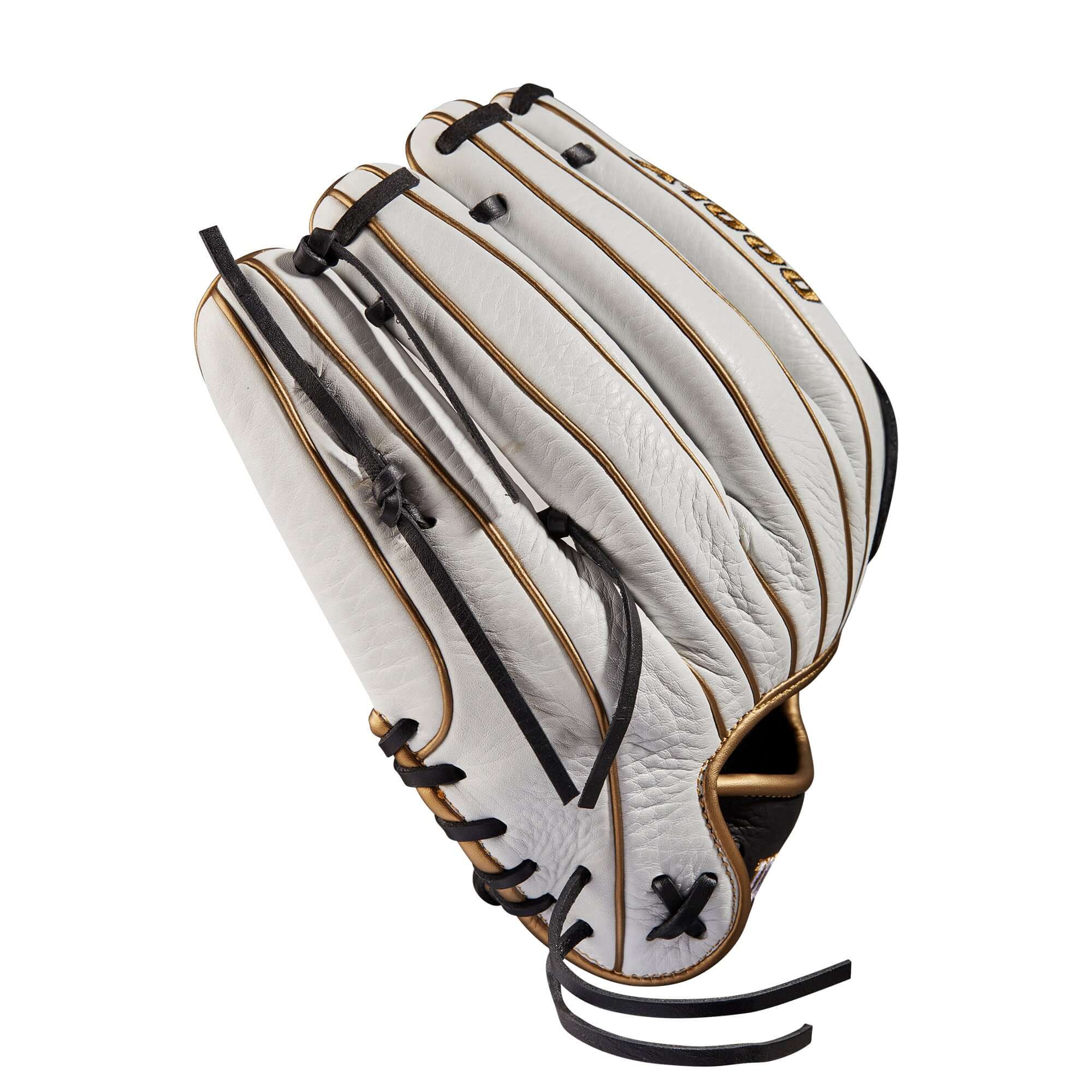 Wilson A1000 Fastpitch IF12 12” White/Black/Blonde leather glove with Dual Post Web