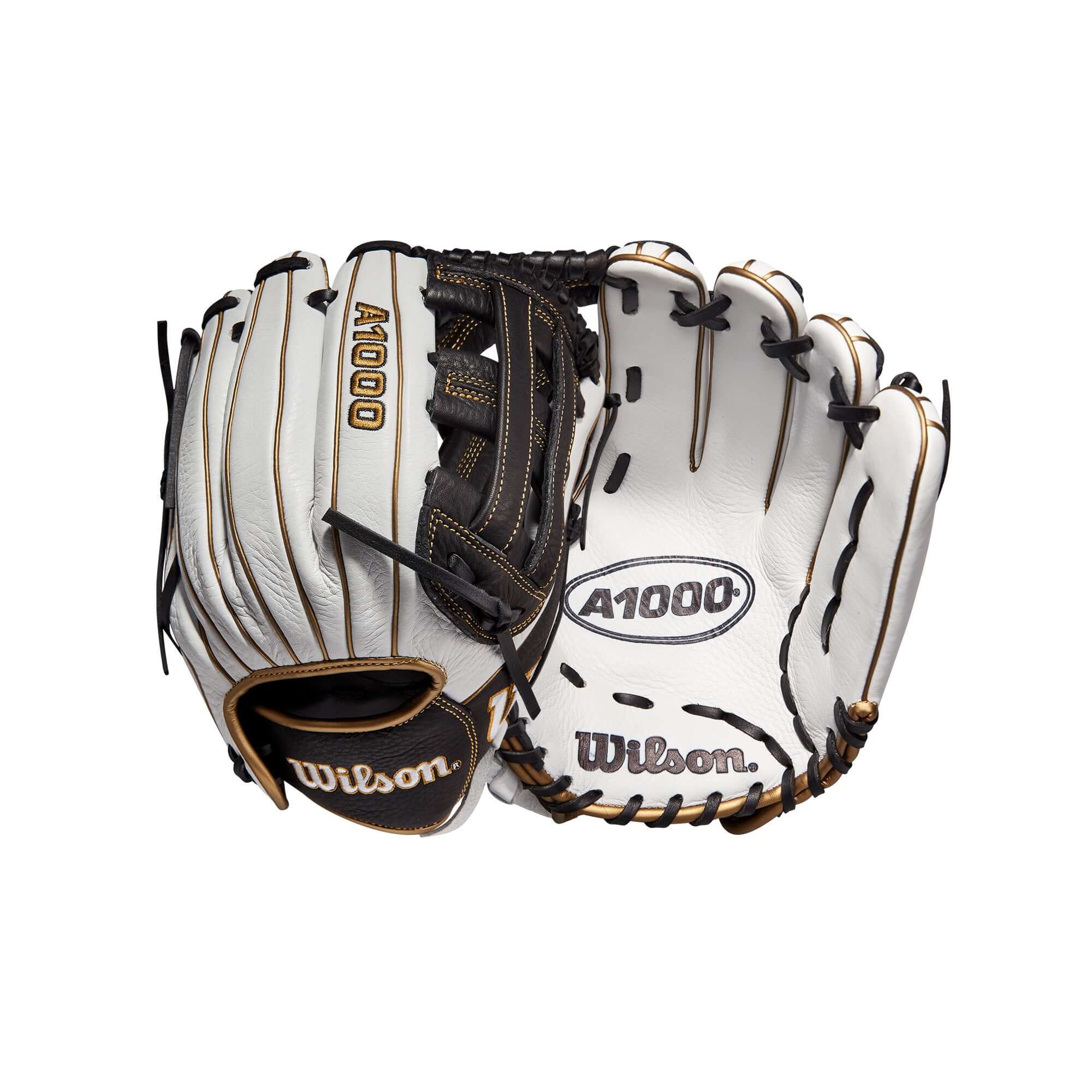 Wilson A1000 Fastpitch IF12 12” White/Black/Blonde leather glove with Dual Post Web