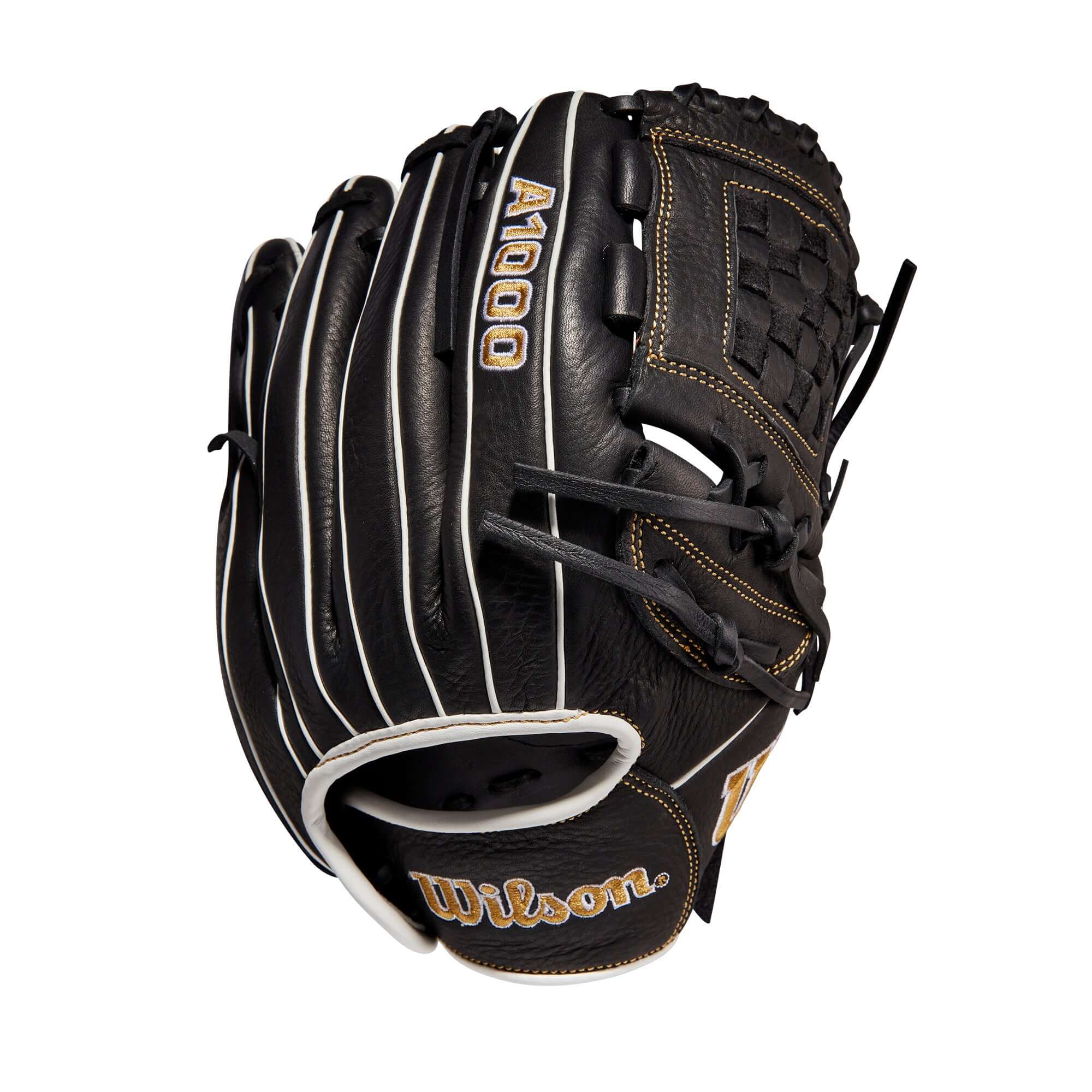 Wilson A1000 Fastpitch P12 LHT 12 Glove, Black/Black/Blonde, Full Grain Leather