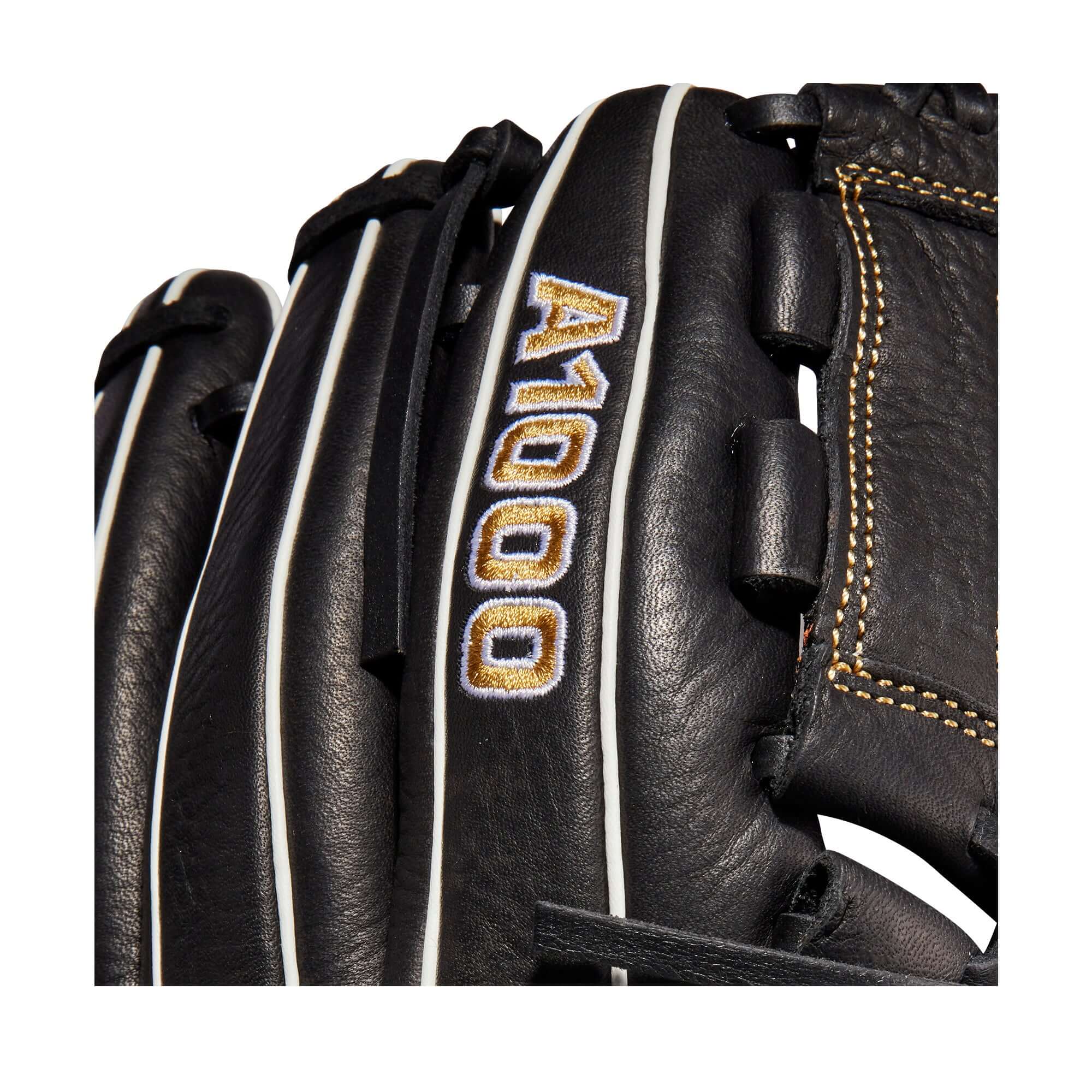 Wilson A1000 Fastpitch P12 LHT 12 Glove, Black/Black/Blonde, Full Grain Leather